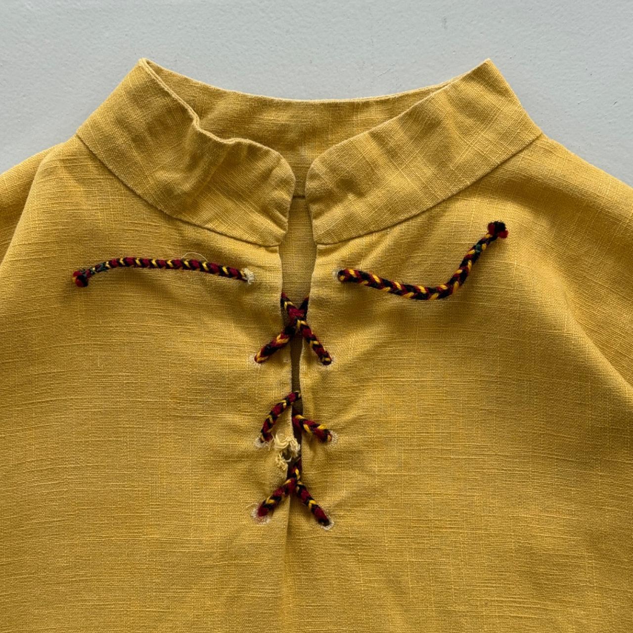 Yellow Linen Pullover Hippie 70's Shirt Smock - XL