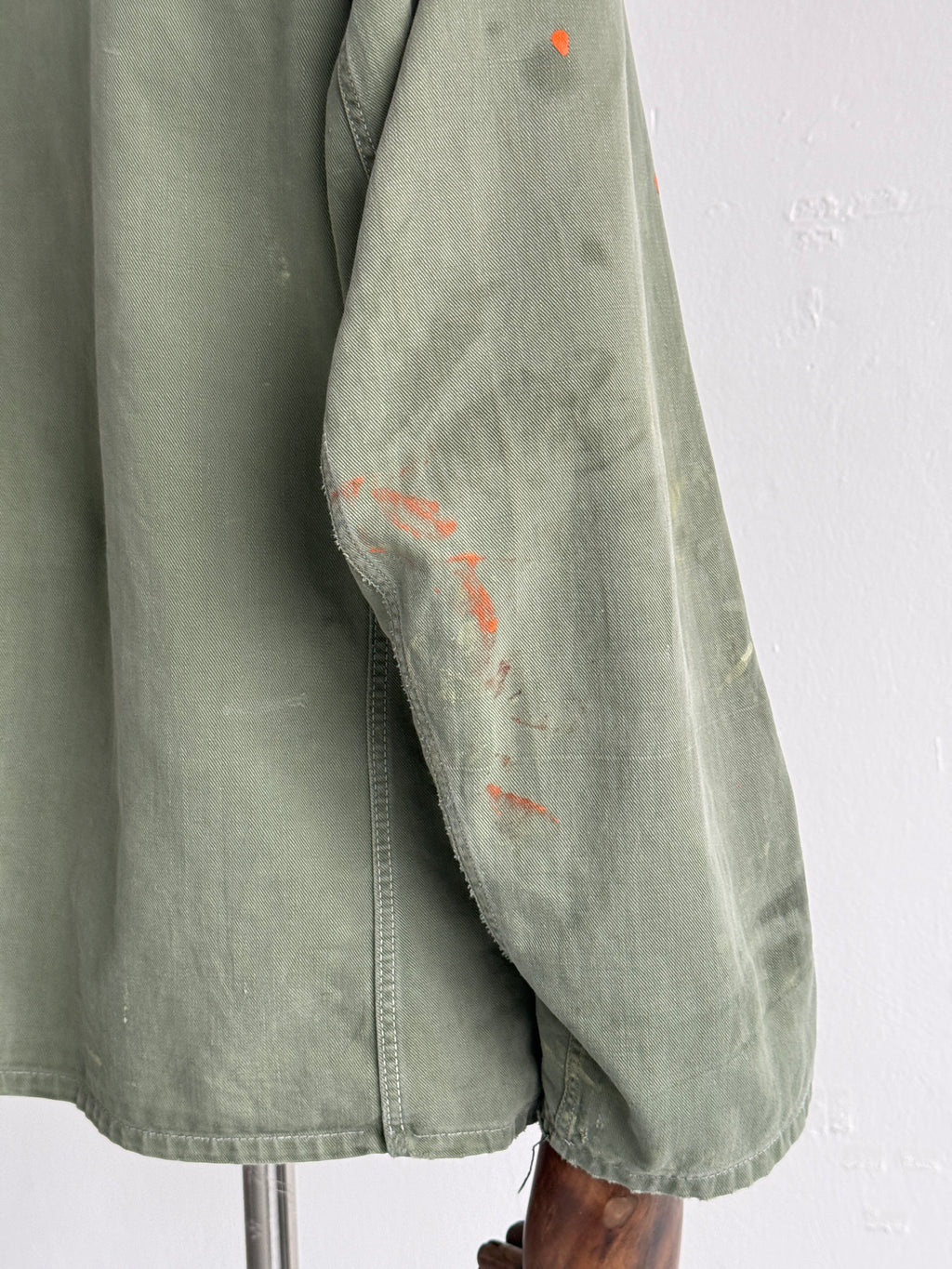Green French Sashiko Repaired 1950s Vintage Workwear Chore Jacket CH366 - Small