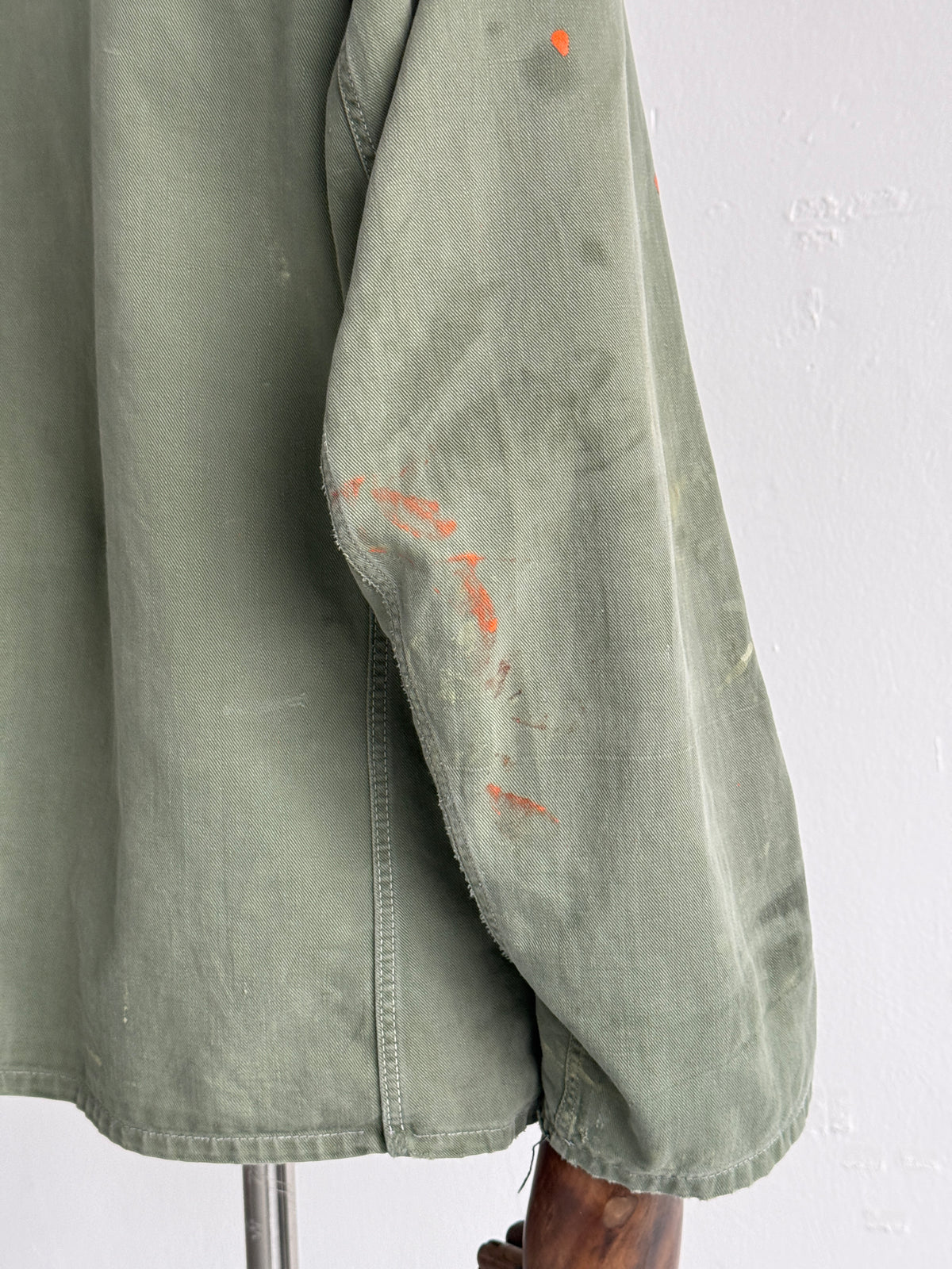 Green French Sashiko Repaired 1950s Vintage Workwear Chore Jacket CH366 - Small