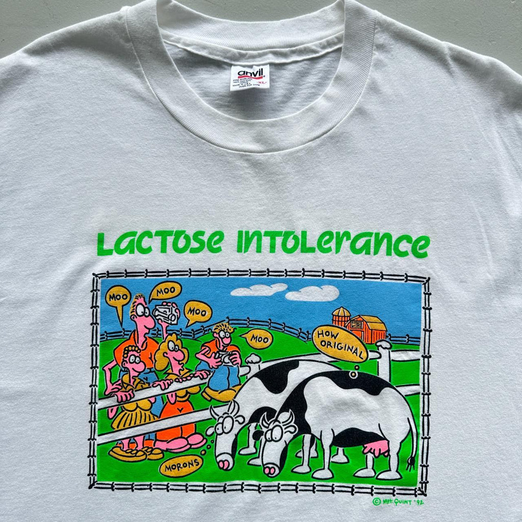White Lactose Intolerance Vintage 90's T-shirt - XL