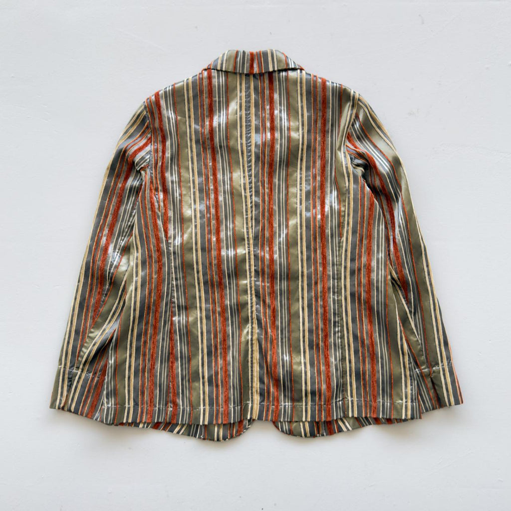 Orange Gold & Brown Vintage 90's Striped Blazer - Womens Large