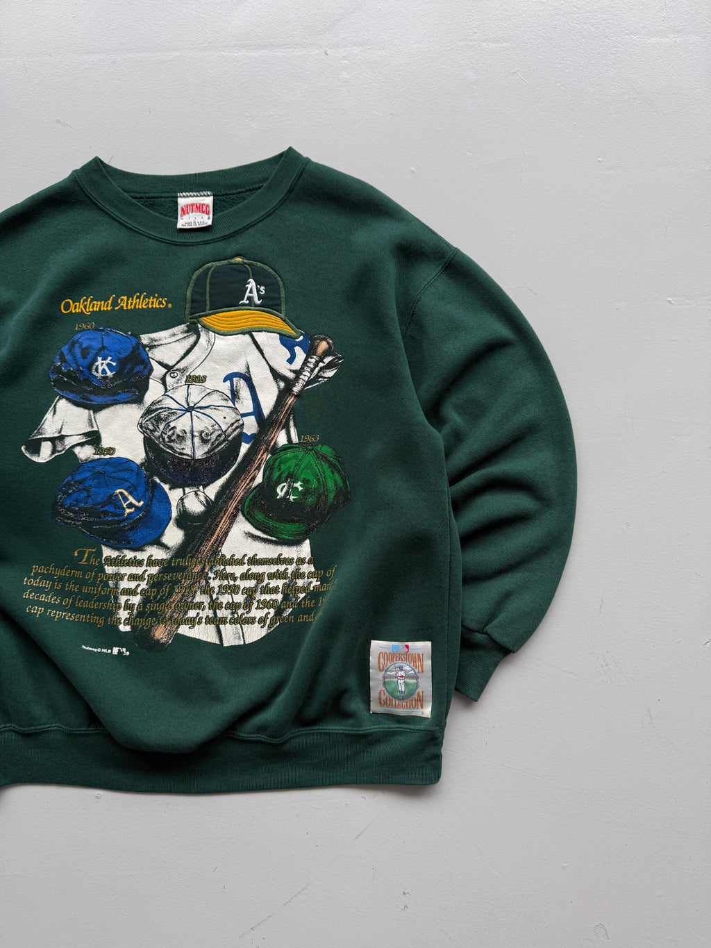 Nutmeg Mills Oakland Athletics Cooperstown 90's Vintage Sweatshirt - Large
