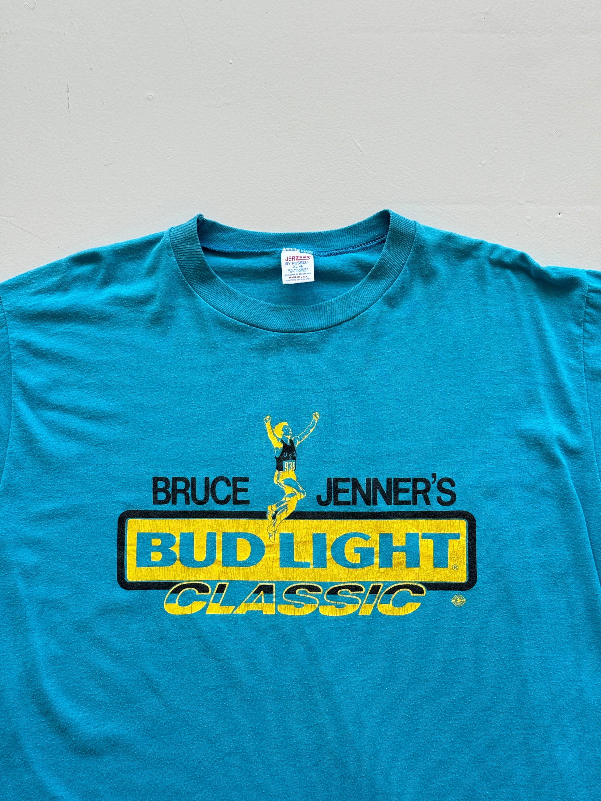 Blue Bruce Jenner 80's Vintage Single Stitch Beer Graphic T-Shirt - XL