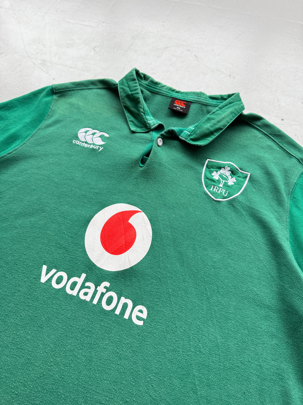 Green Ireland Home 2019 Jersey Vintage Short Sleeve Rugby Polo - XXL