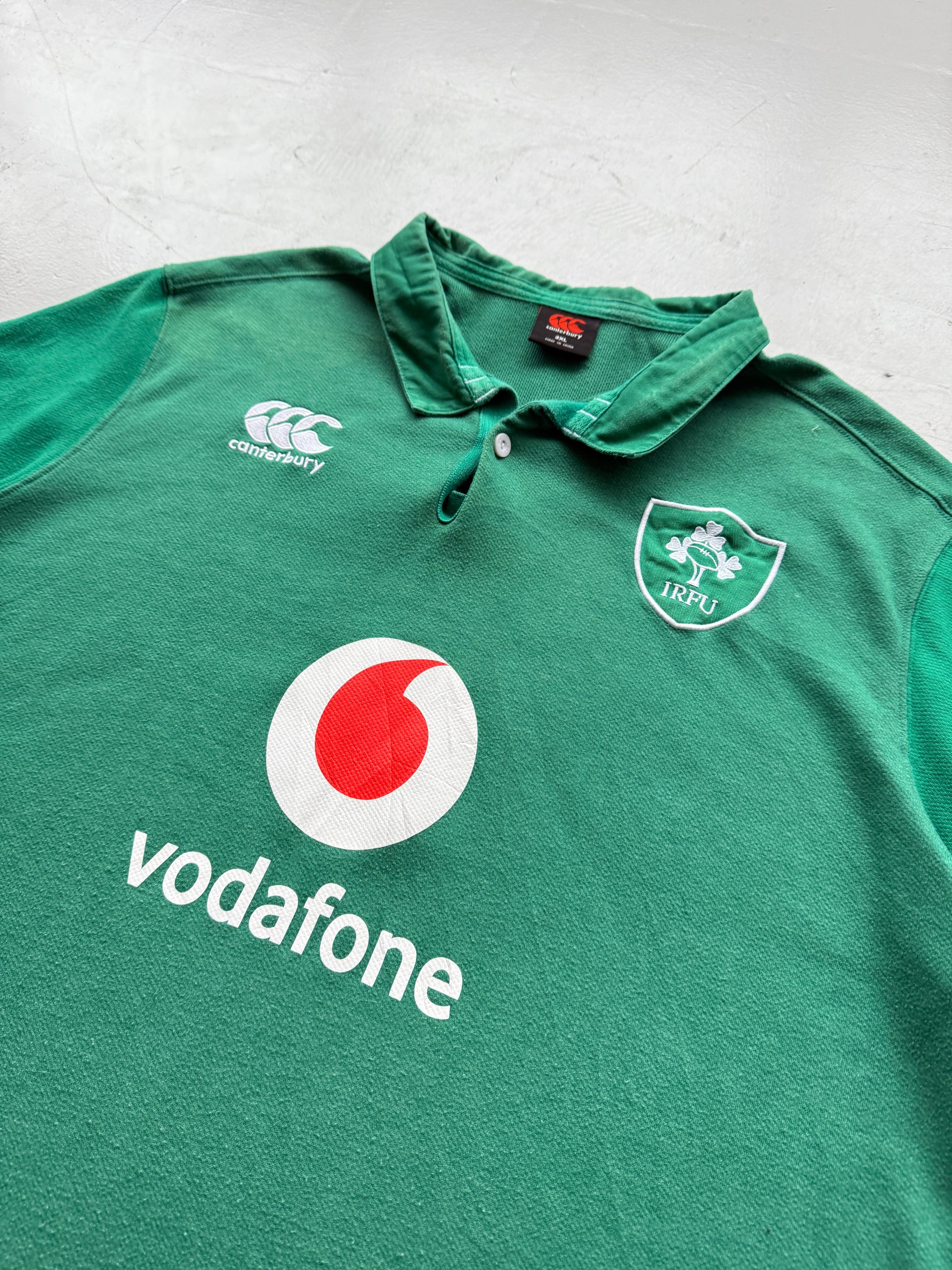 Green Ireland Home 2019 Jersey Vintage Short Sleeve Rugby Polo - XXL