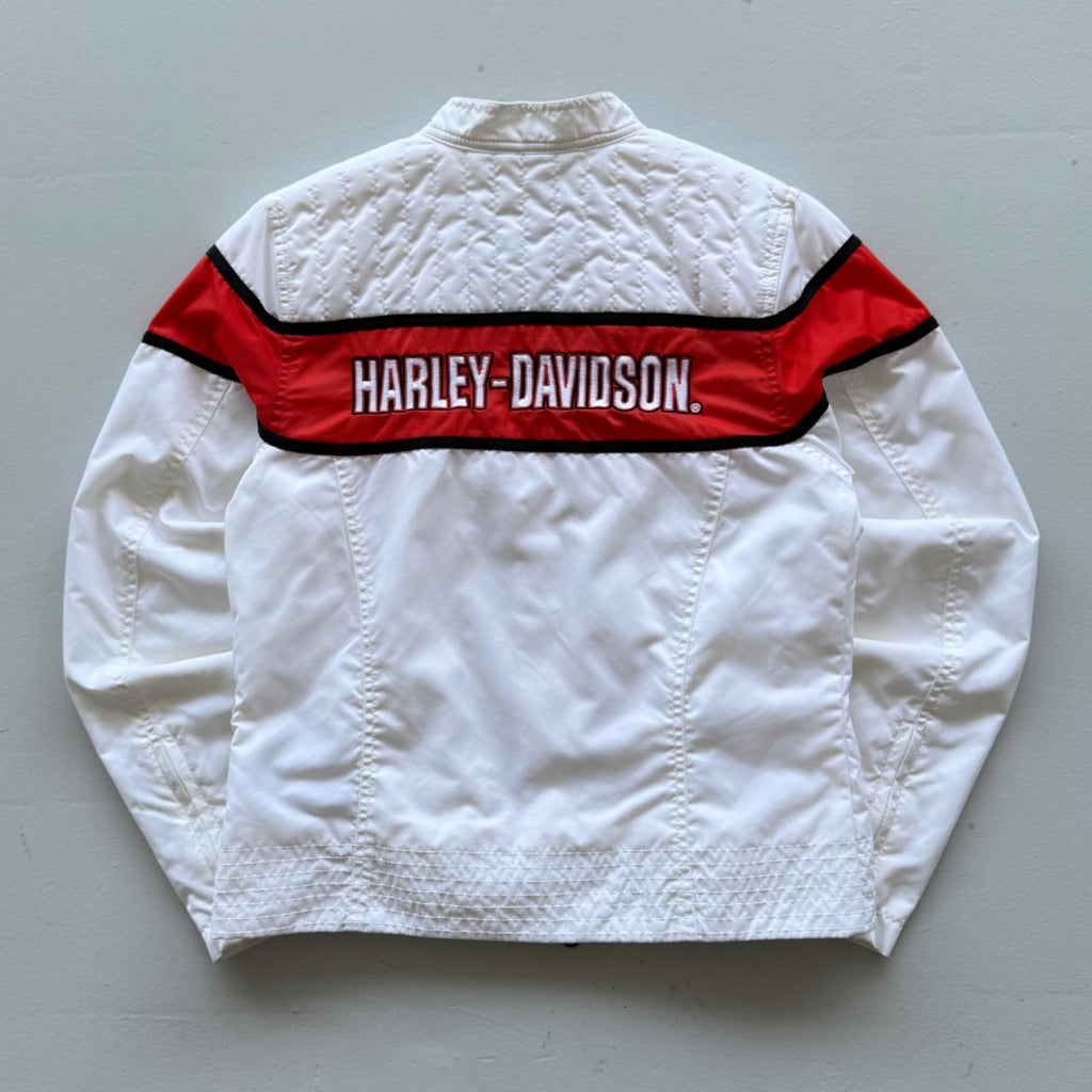 White and Red Harley Davidson 00's Y2K Track Jacket - Womens Medium