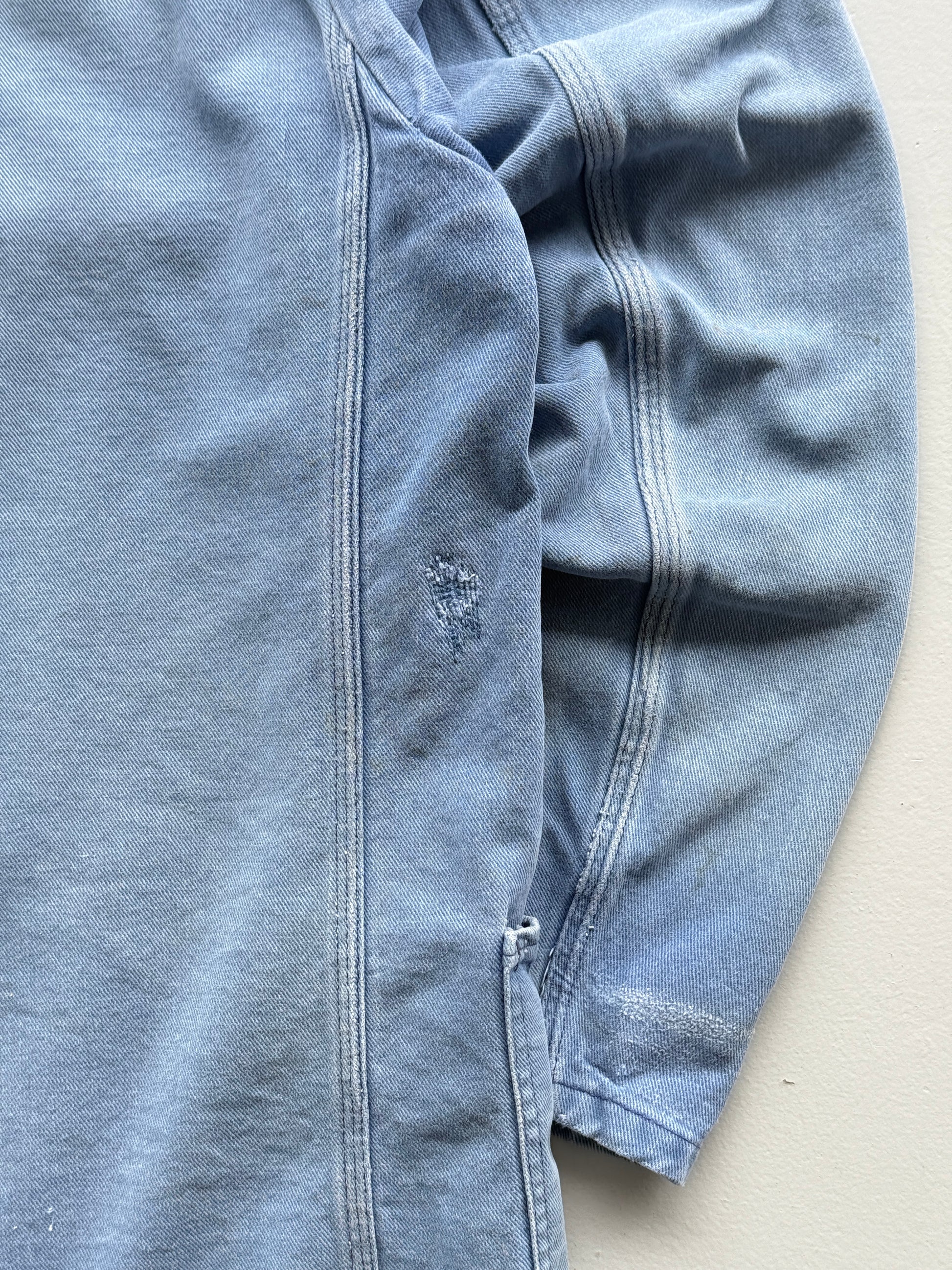 Faded Blue Thrashed French Chore Jacket 80's Vintage Workwear CH219 - Medium