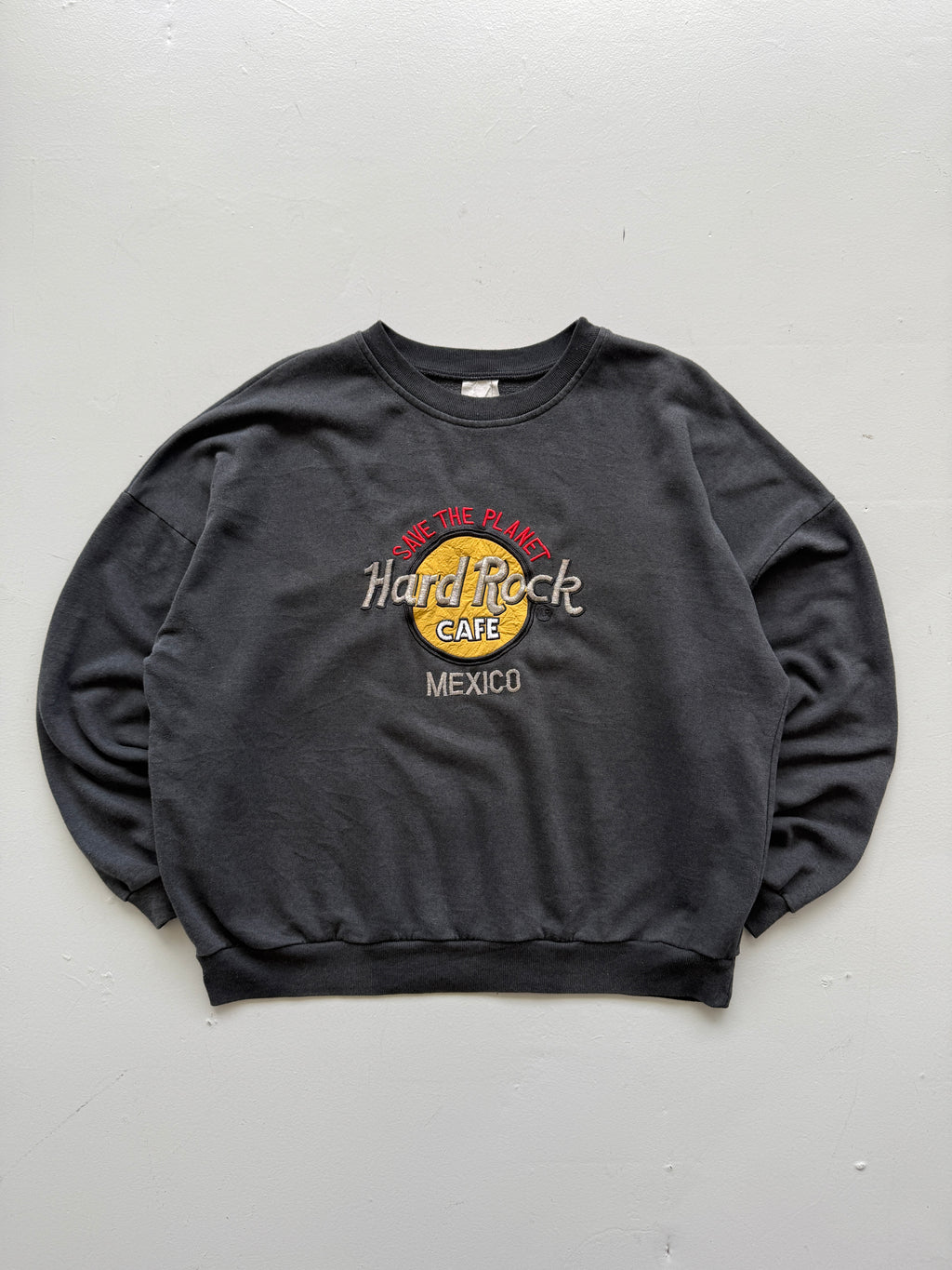 Grey Hard Rock Cafe 90's Vintage Sweatshirt Jumper - Medium Oversized