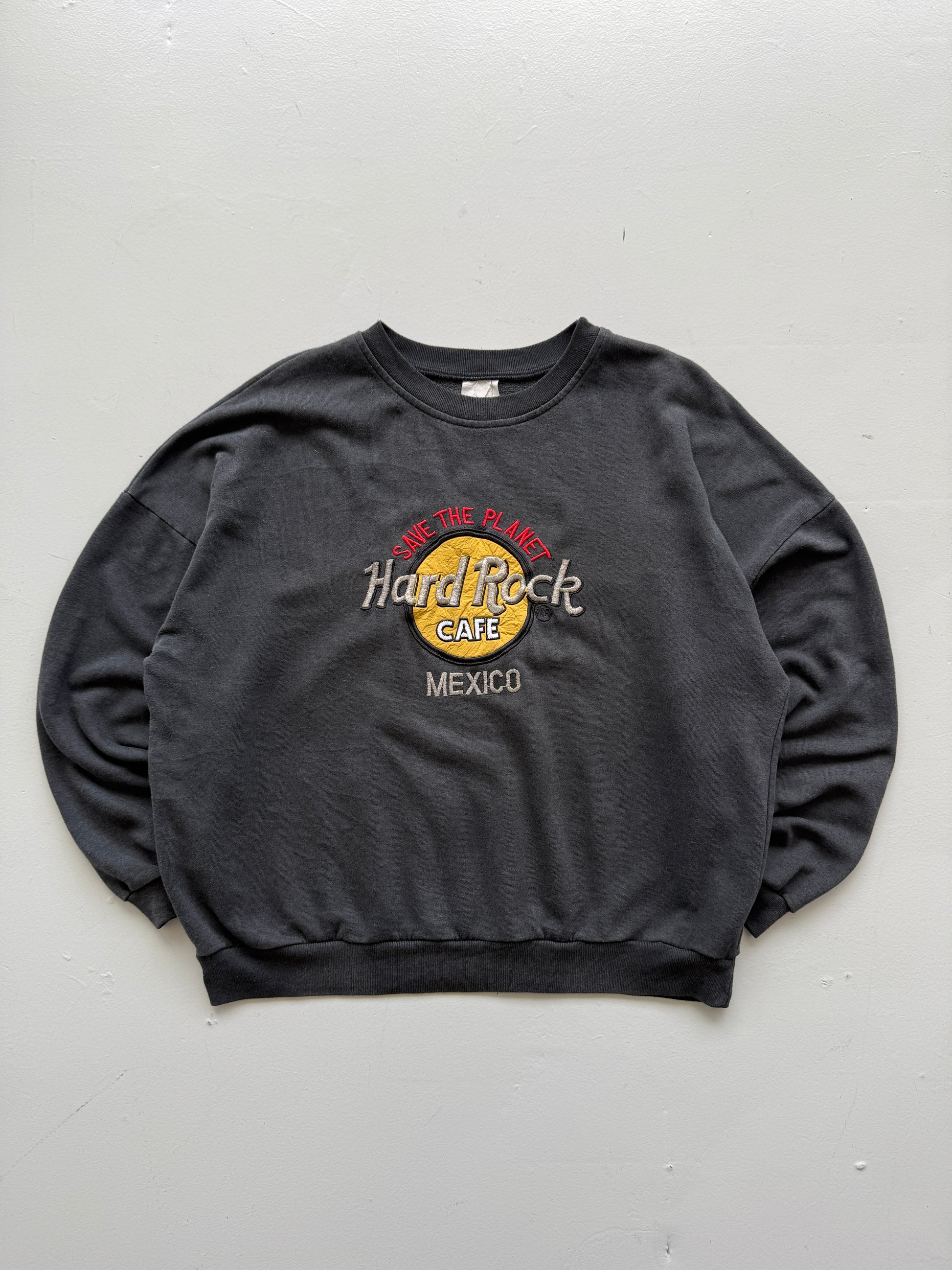 Grey Hard Rock Cafe 90's Vintage Sweatshirt Jumper - Medium Oversized