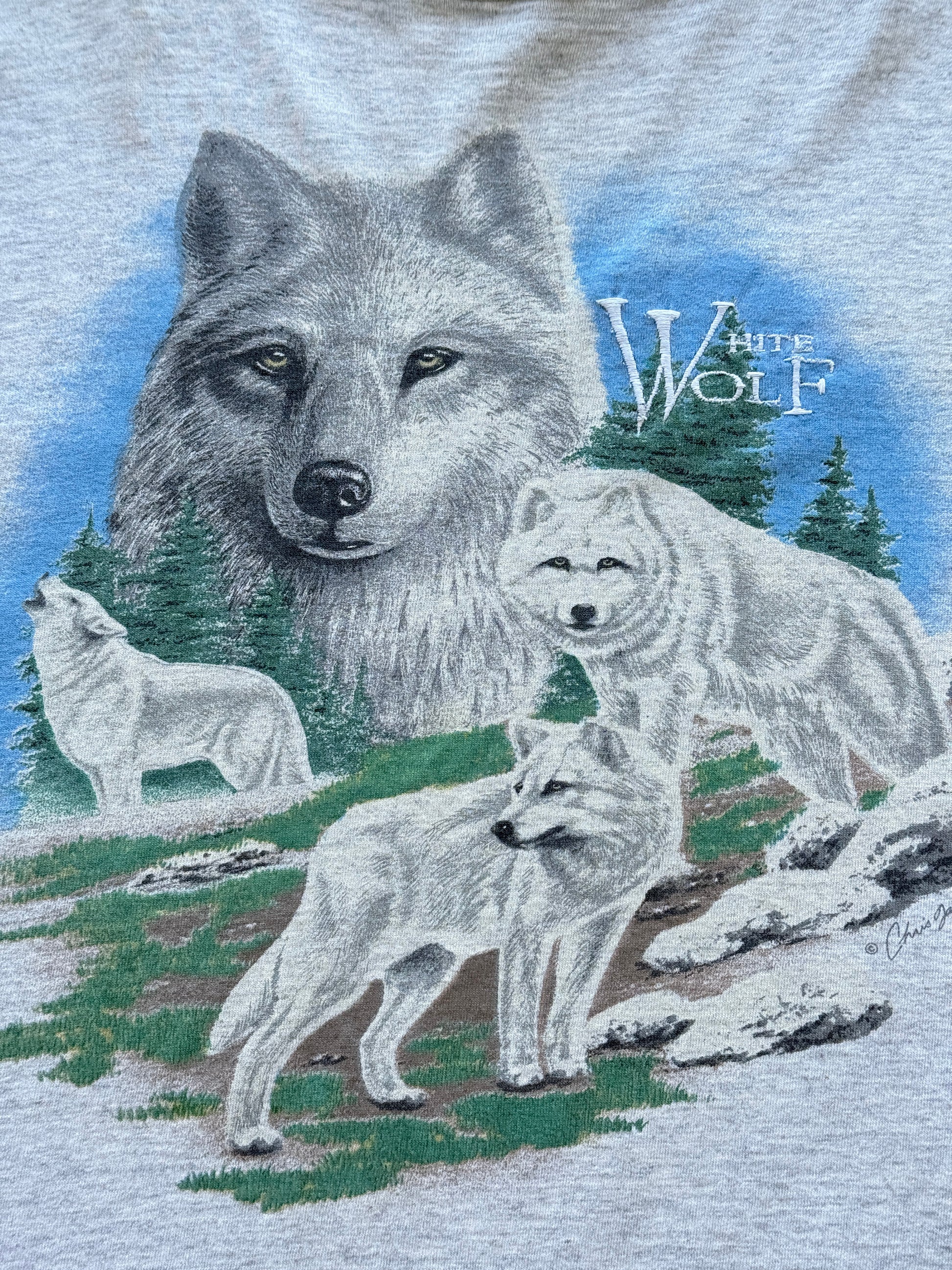 White Wolf Single Stitch 90's Vintage Nature T-Shirt - XL