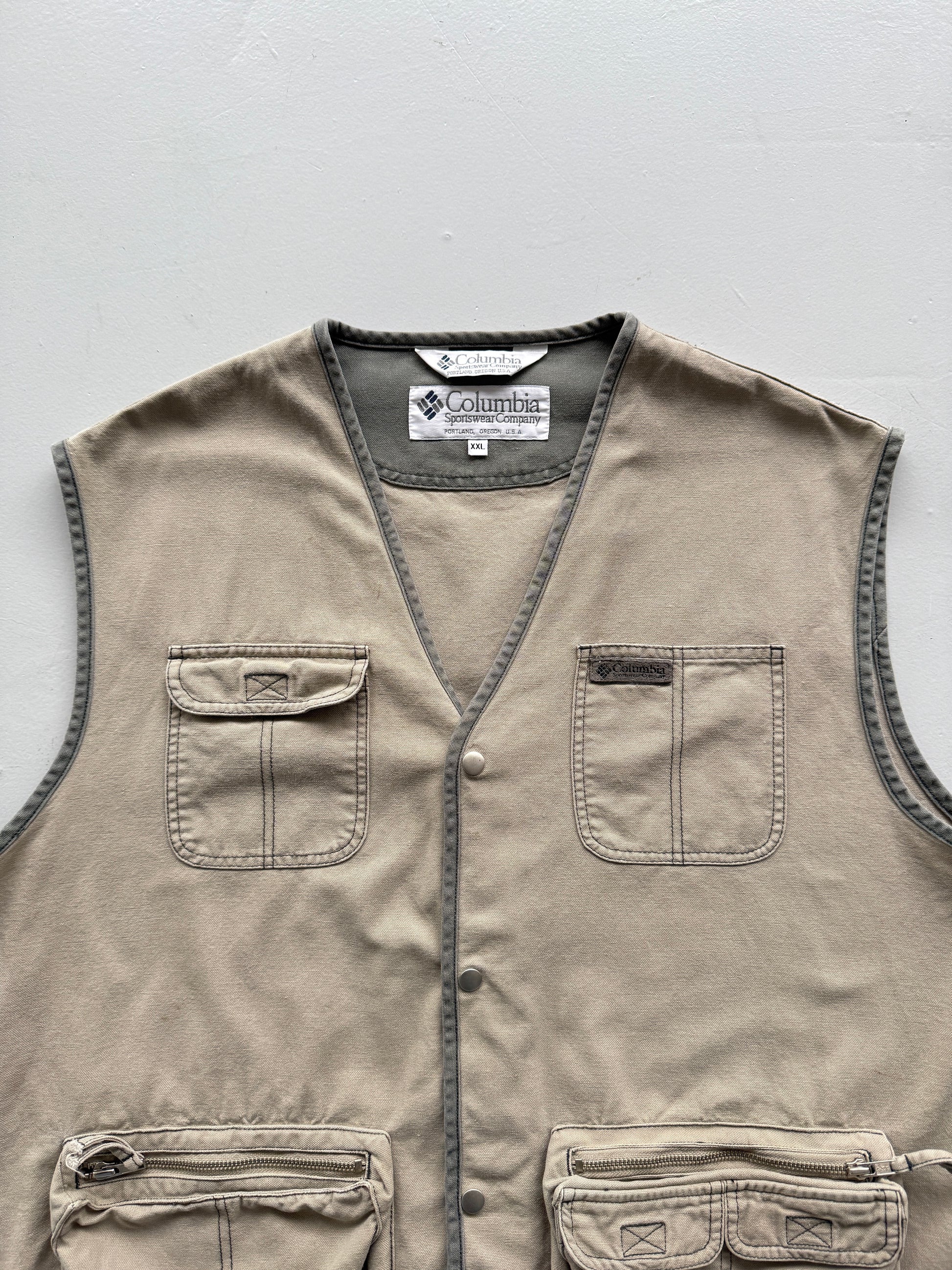 Cream Columbia 90's Vintage Utility Fishermans Vest- XL