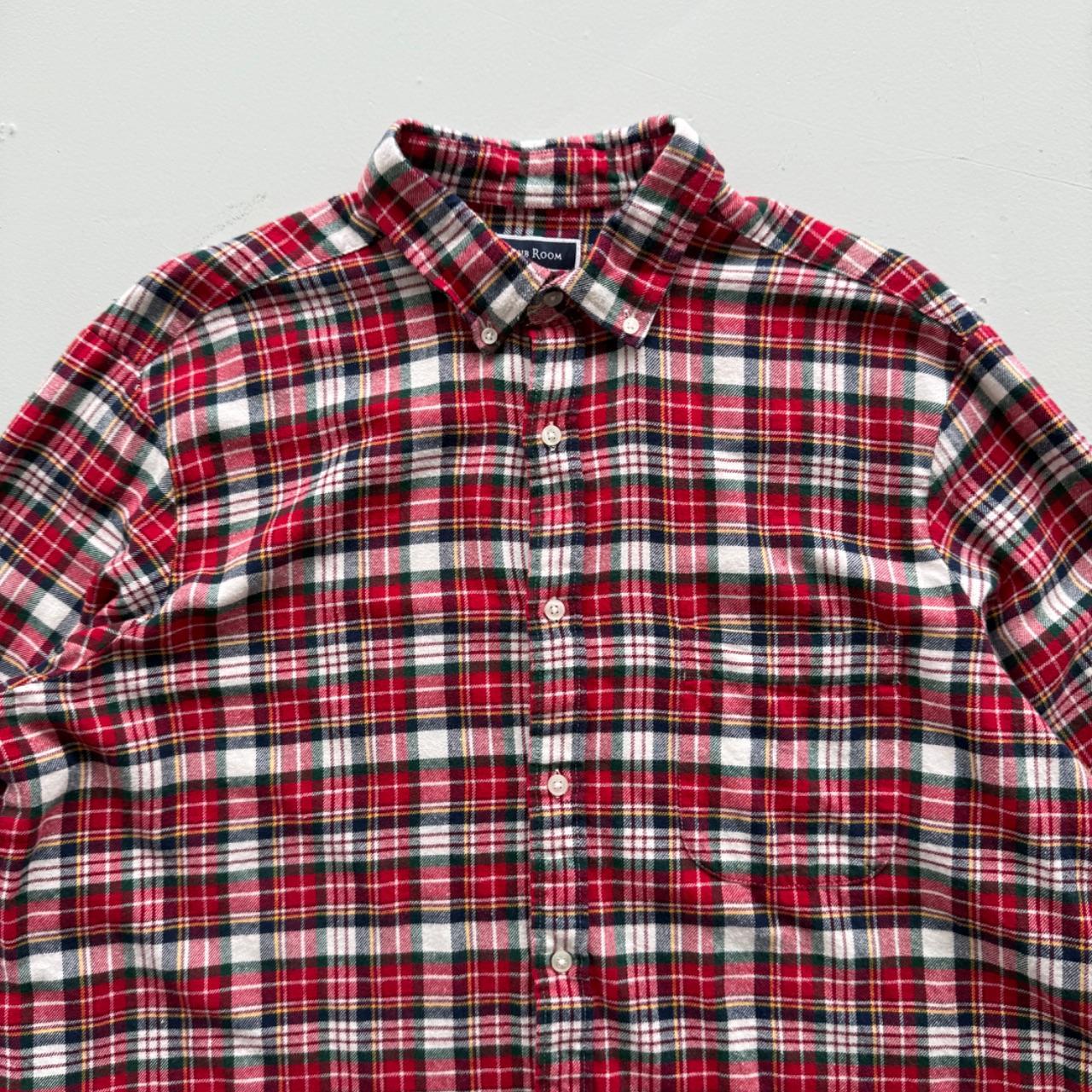 Red and White Checkered Long Sleeve 90s Vintage Flannel Shirt - XL