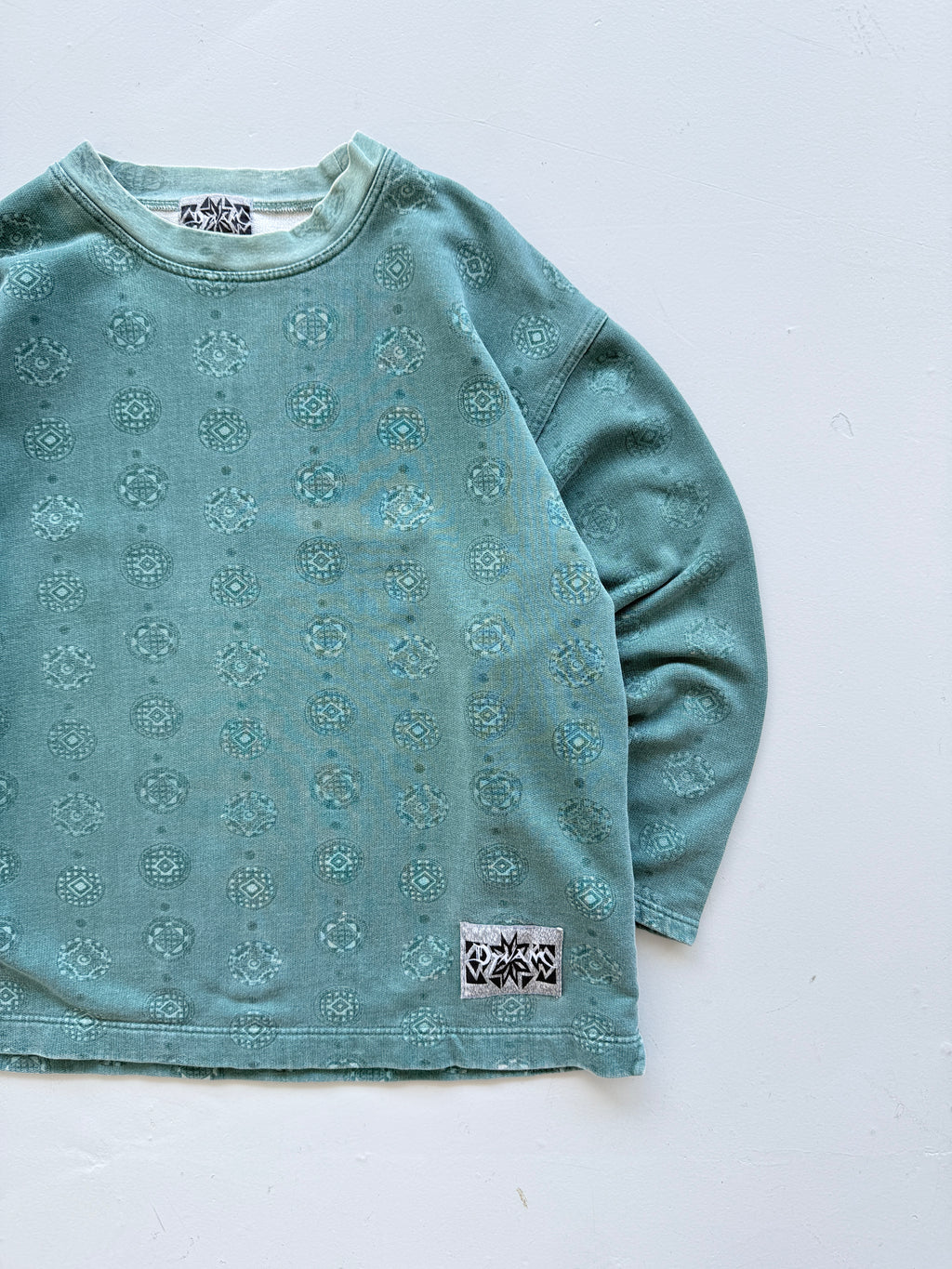 Dina Green Software Vintage Patterned  Surfwear 90's Sweatshirt - Large