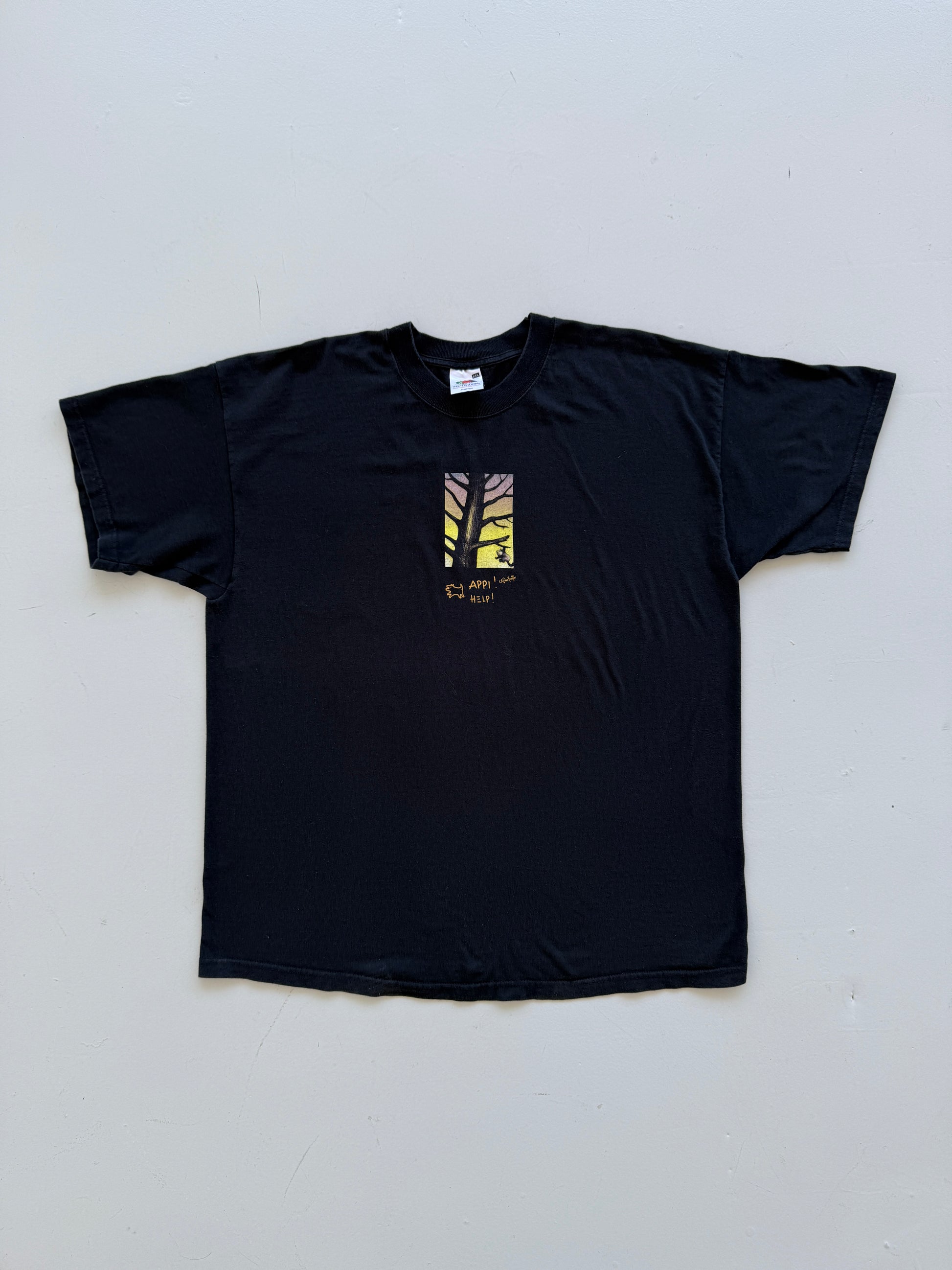 Black Appi 00's Vintage Illustration Graphic T-Shirt - XL