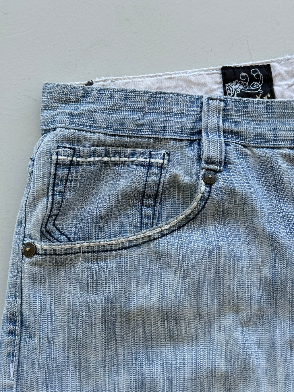 Light Blue Delf 00's Vintage Y2K Baggy Hip Hop Denim Shorts - W38 x L14