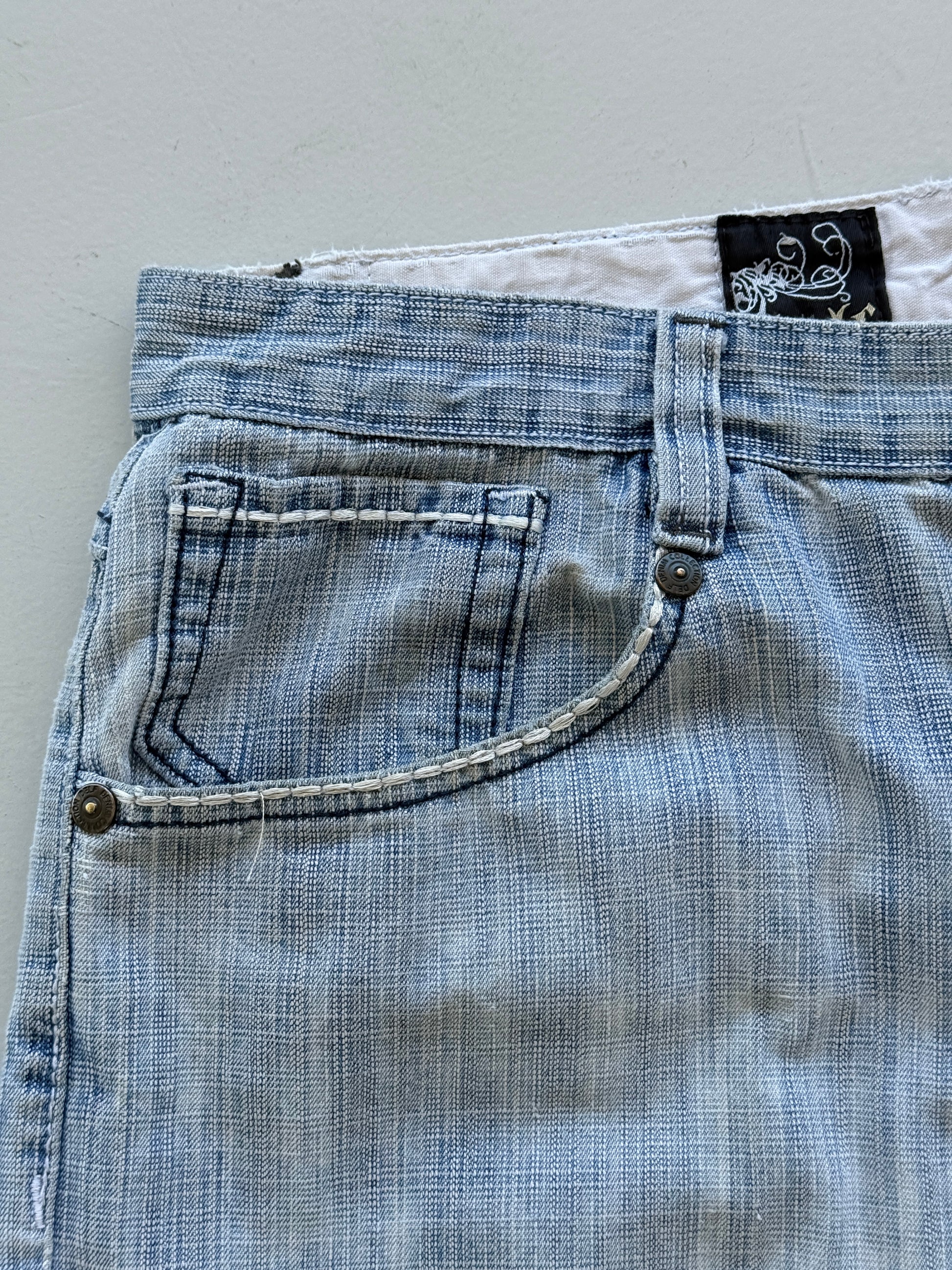 Light Blue Delf 00's Vintage Y2K Baggy Hip Hop Denim Shorts - W38 x L14