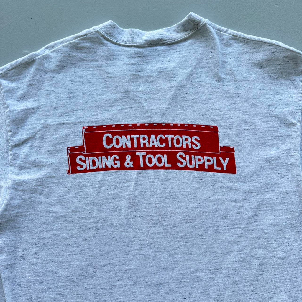 Grey Side Swiper Contractor Vintage 90s T-shirt - XL