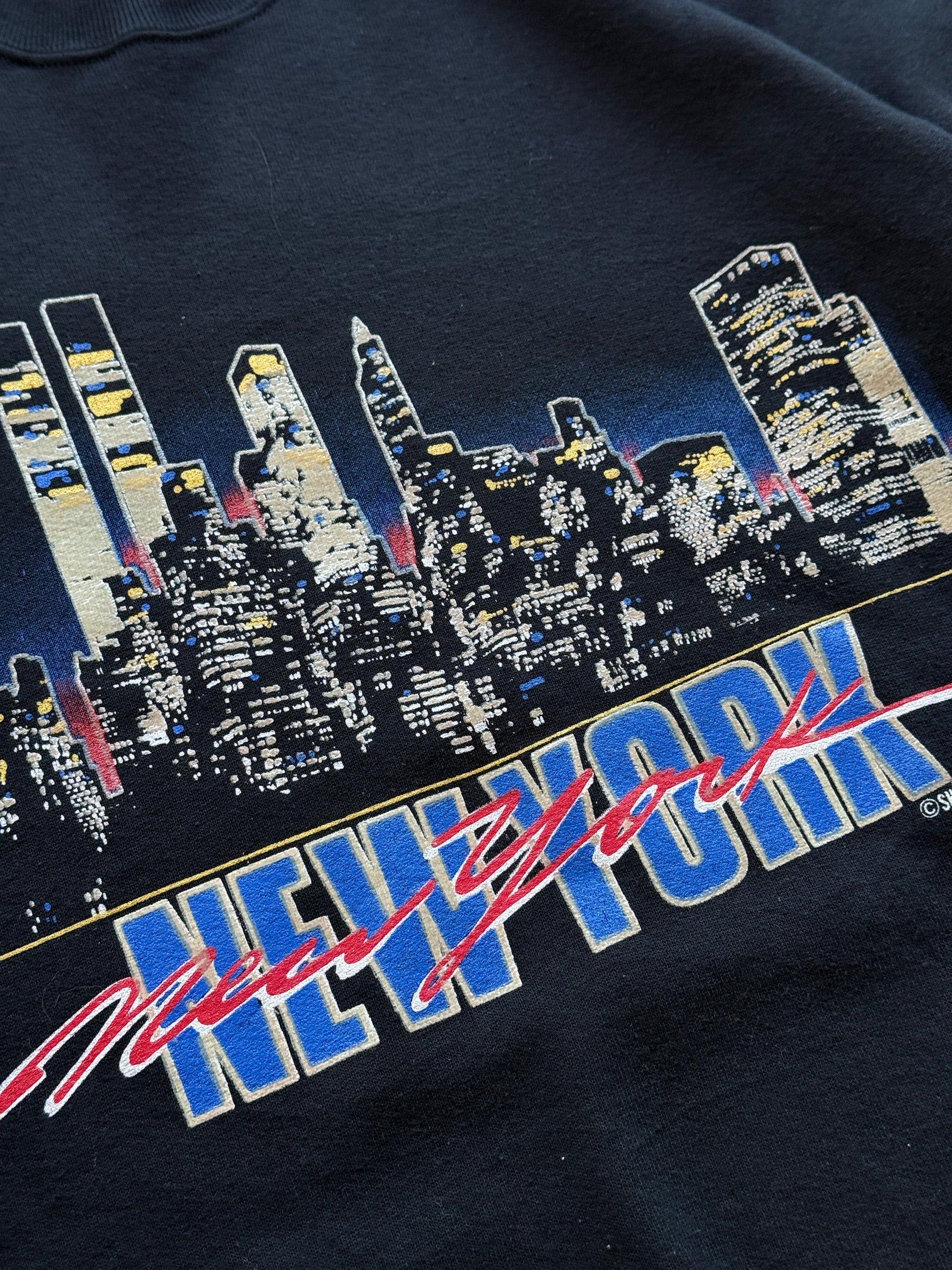 Black New York 90's Vintage Graphic Tourist Sweatshirt Jumper - Medium