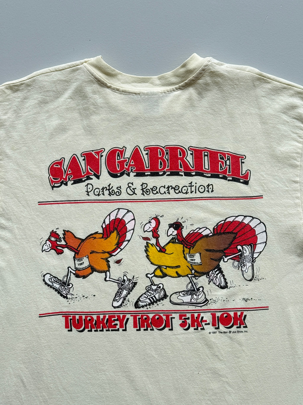 Yellow San Gabriel Fun Run 90's Vintage Single Stitch Graphic T-Shirt - XL