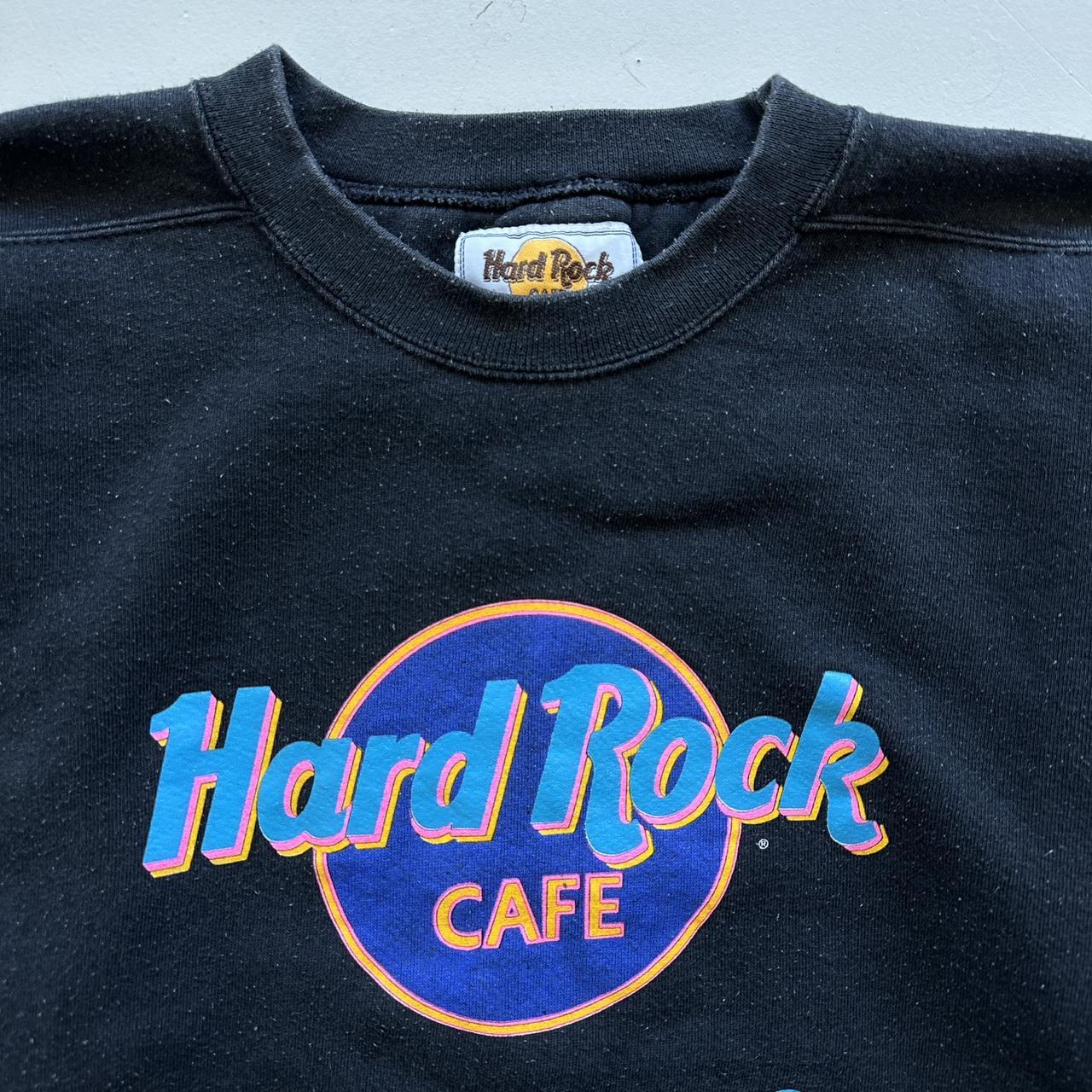 Faded Black Hard Rock Cafe 90s Vintage Sweatshirt - Small