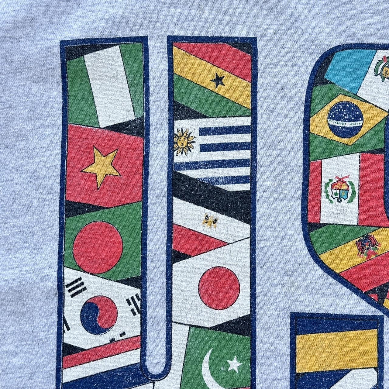 Grey Thrashed USA Flags Olympics 90s Vintage T-shirt - XL