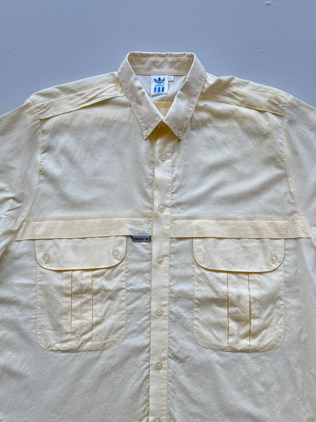 Adidas Trefoil Short Sleeve 80's Vintage Button-Up Shirt - Large