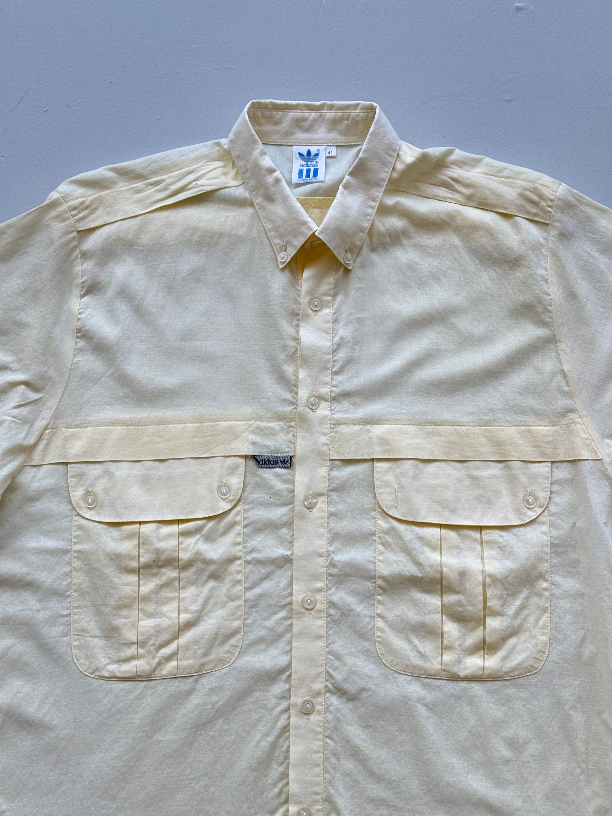 Adidas Trefoil Short Sleeve 80's Vintage Button-Up Shirt - Large