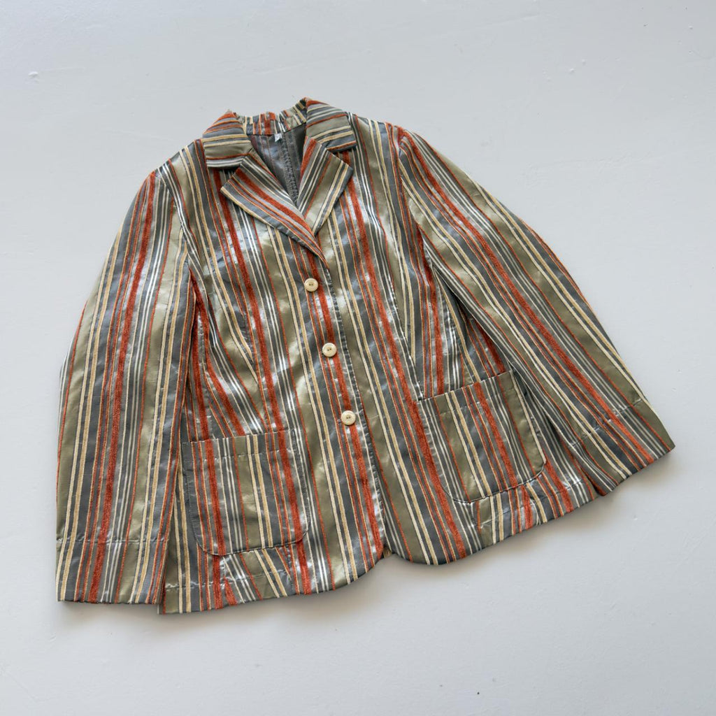 Orange Gold & Brown Vintage 90's Striped Blazer - Womens Large