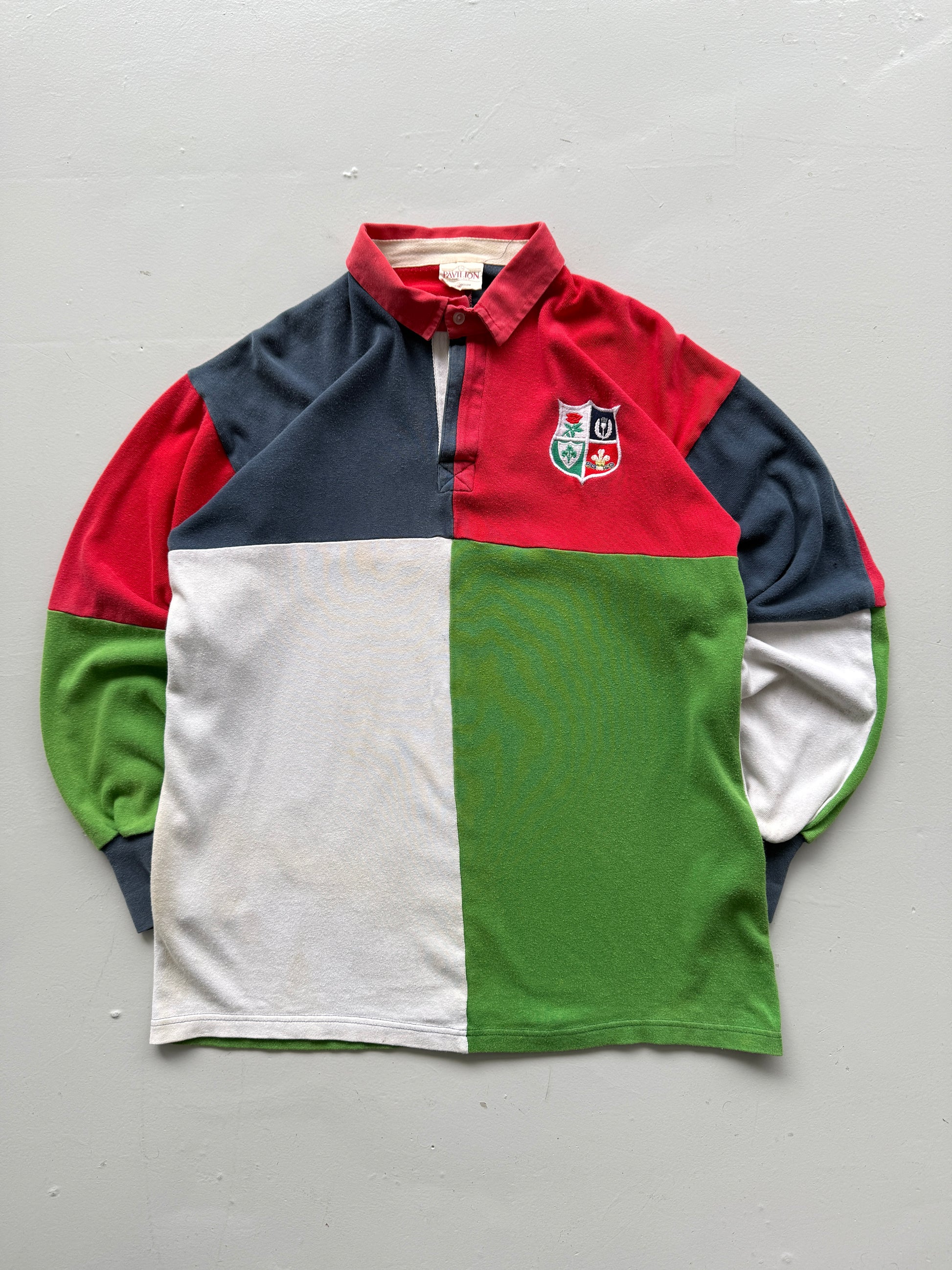 British and Irish Lions 80's Vintage Long Sleeve Rugby Jersey Polo - Large