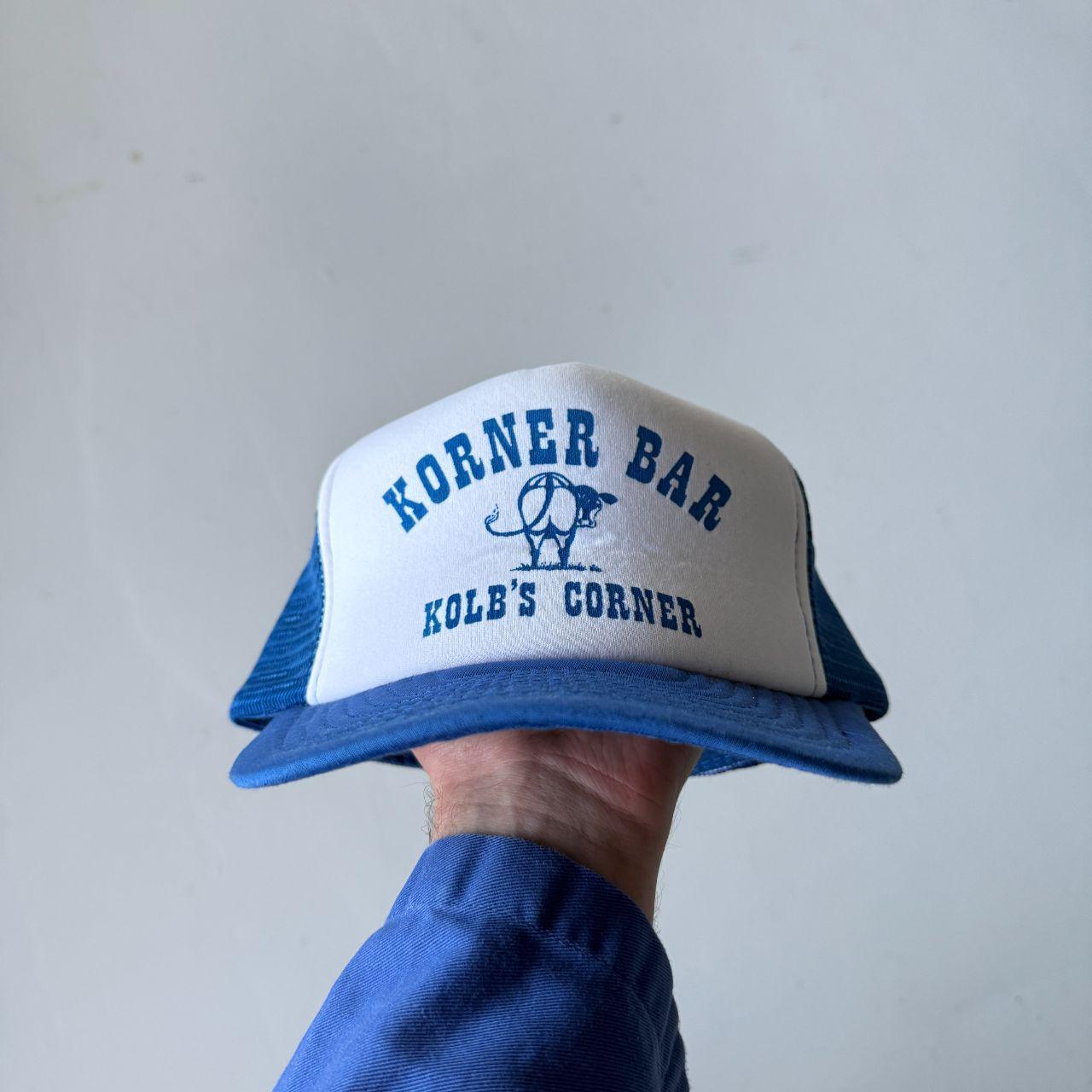 Blue and White Korner Bar Vintage Foam and Mesh SnapBack Trucker Cap