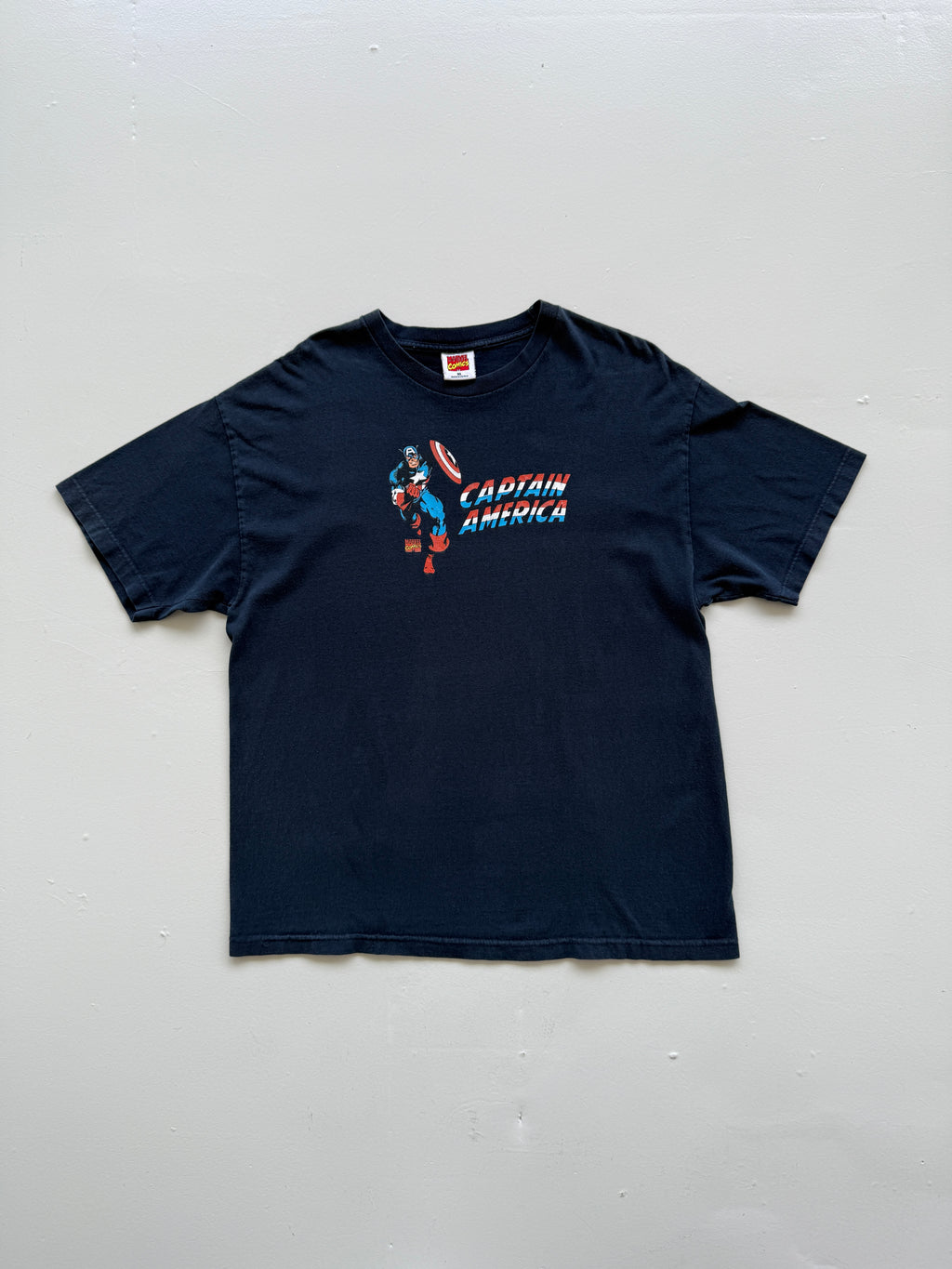 Navy Blue Captain America 00's Vintage Marvel Comics Graphic T-Shirt - XL