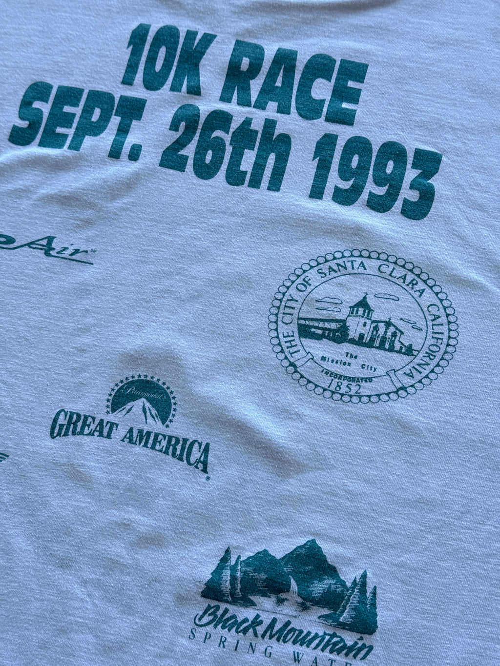 White Paramount's Great America Carousel to Coaster 1993 10K Race Vintage Graphi