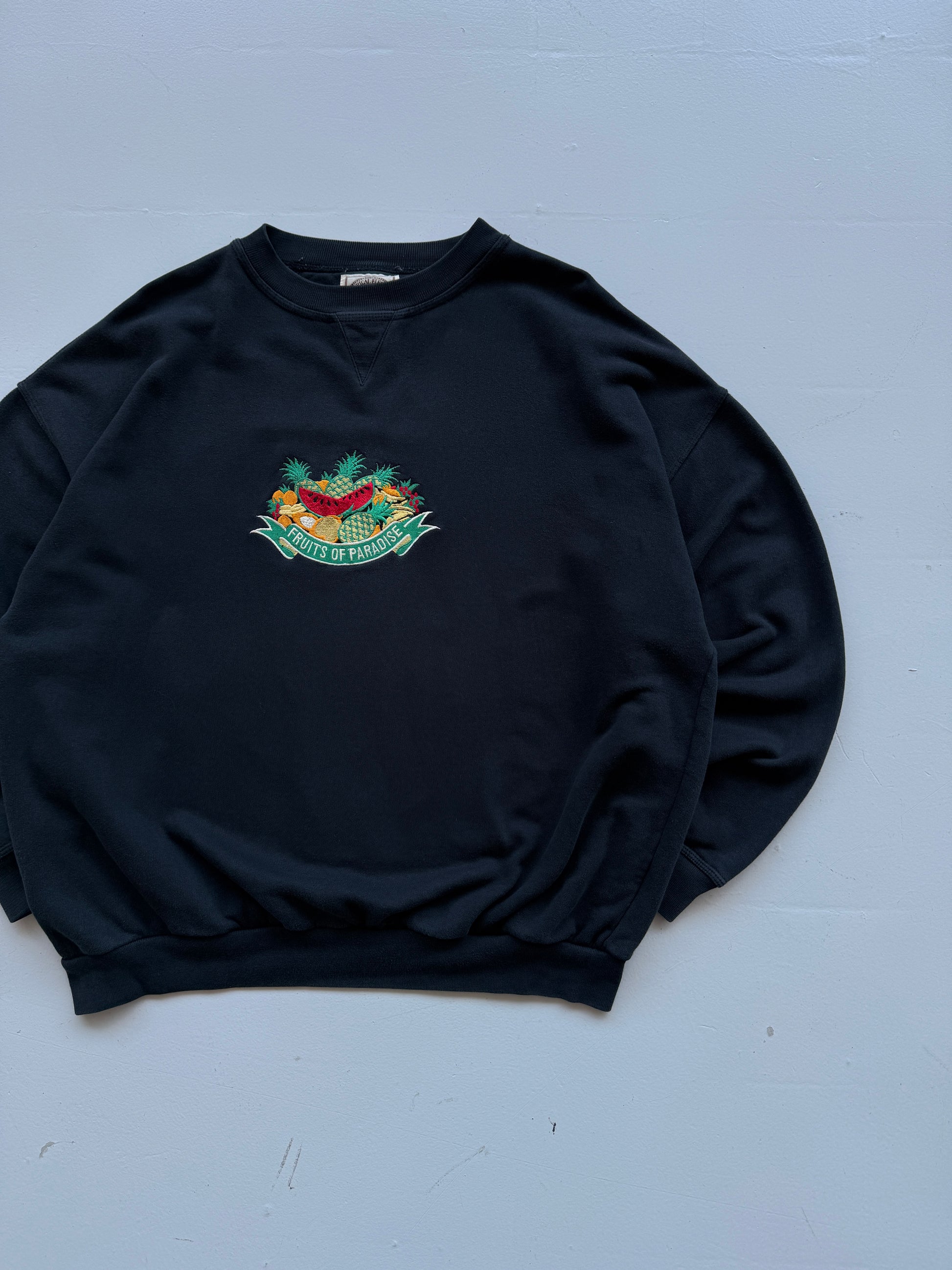 Black Fruits of Paradise 90's Vintage Graphic Sweatshirt Jumper - XL