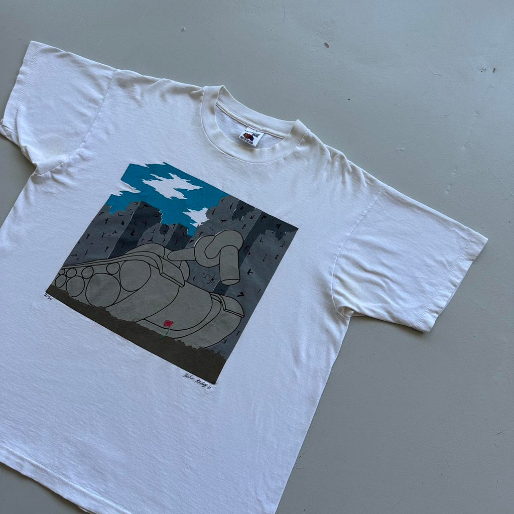 White Stephen Mckelroy 1989 Vintage War/Peace T-shirt - XL