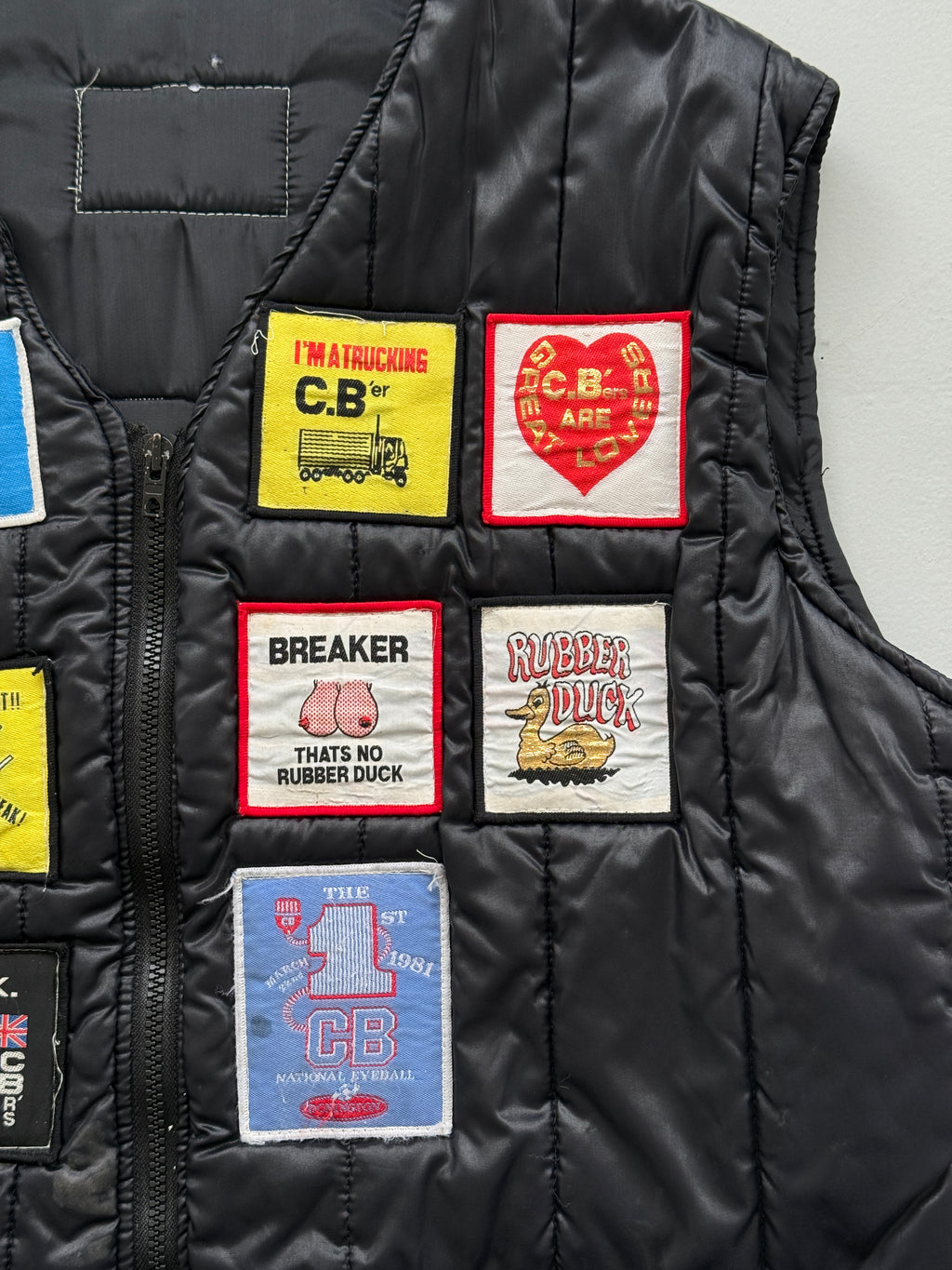 CB Radio Nuts Patch Quilted 70s/80s Vintage Gilet Vest - XL