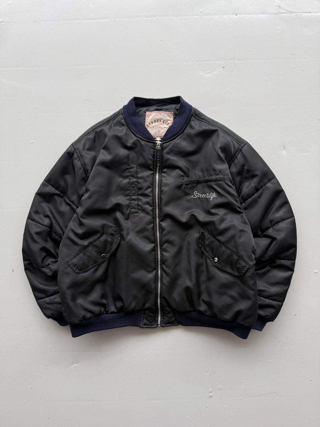 Black Street Life 90's Vintage Puffer Bomber Jacket - XL