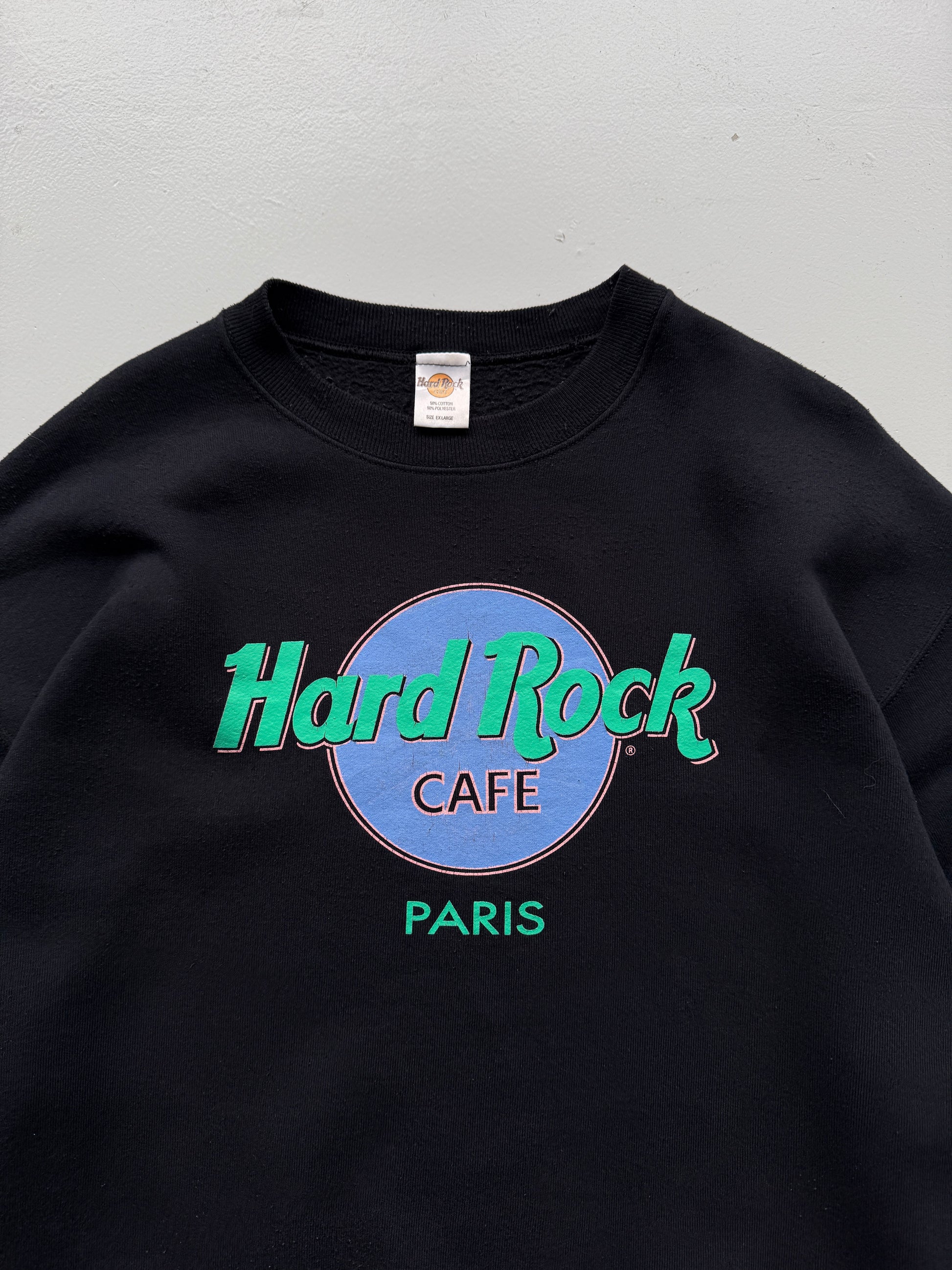 Black Hard Rock Cafe Paris Vintage Sweatshirt 90's Crewneck - XL