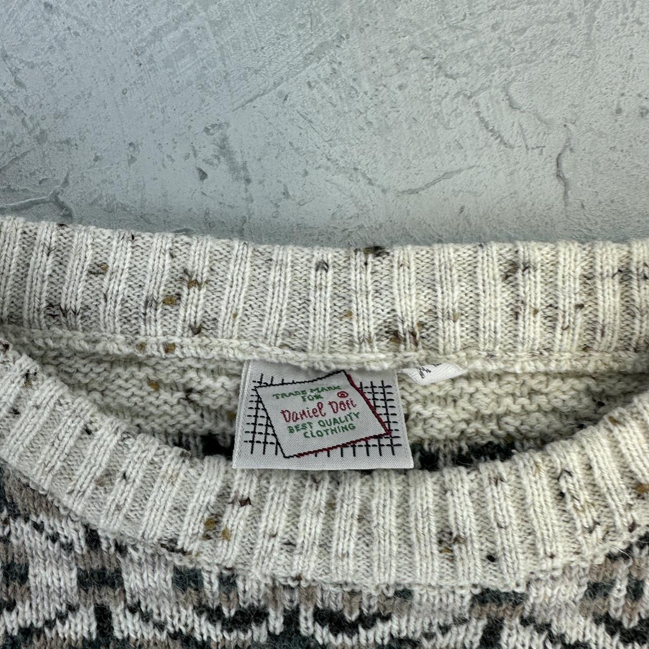 Cream / Grey 90's Woollen Knitted Sweatshirt - XL