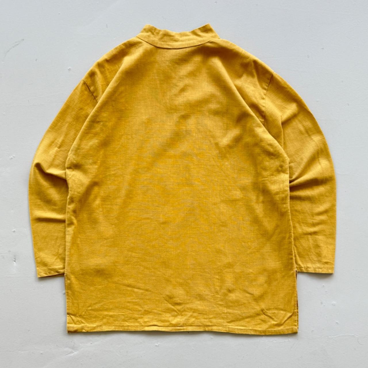 Yellow Linen Pullover Hippie 70's Shirt Smock - XL