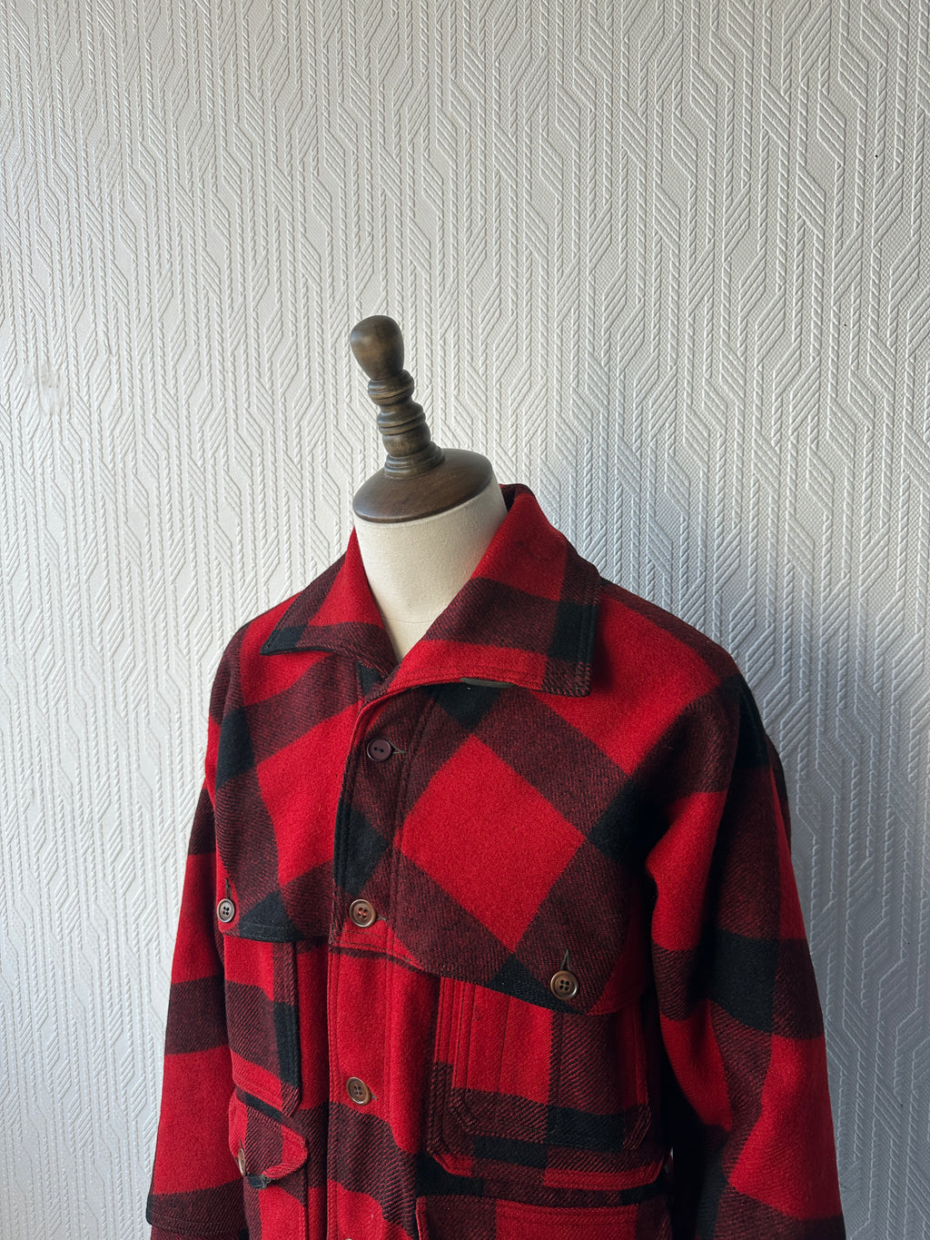 Rad Black White Stag 80's Vintage Wool Buffalo Plaid Jacket - Small