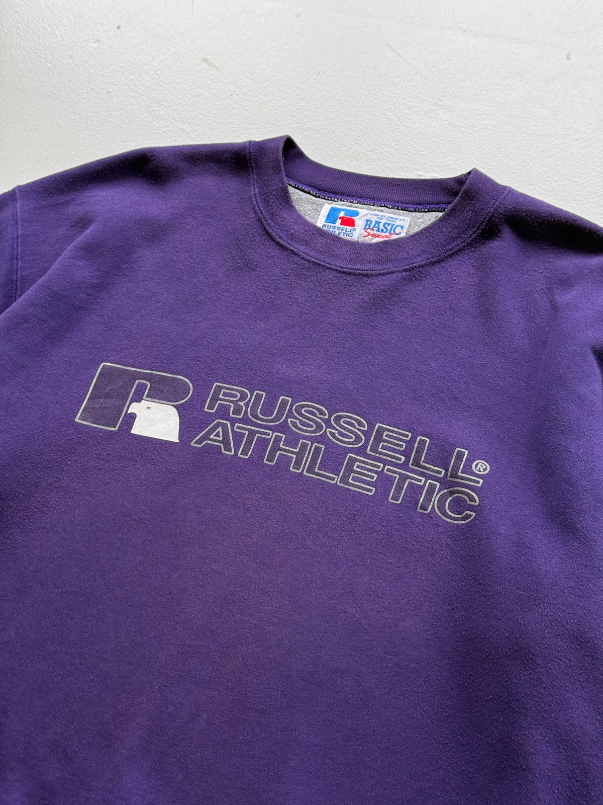 Russell Athletic Basic Sweat 90's Vintage Purple Sweatshirt - Medium