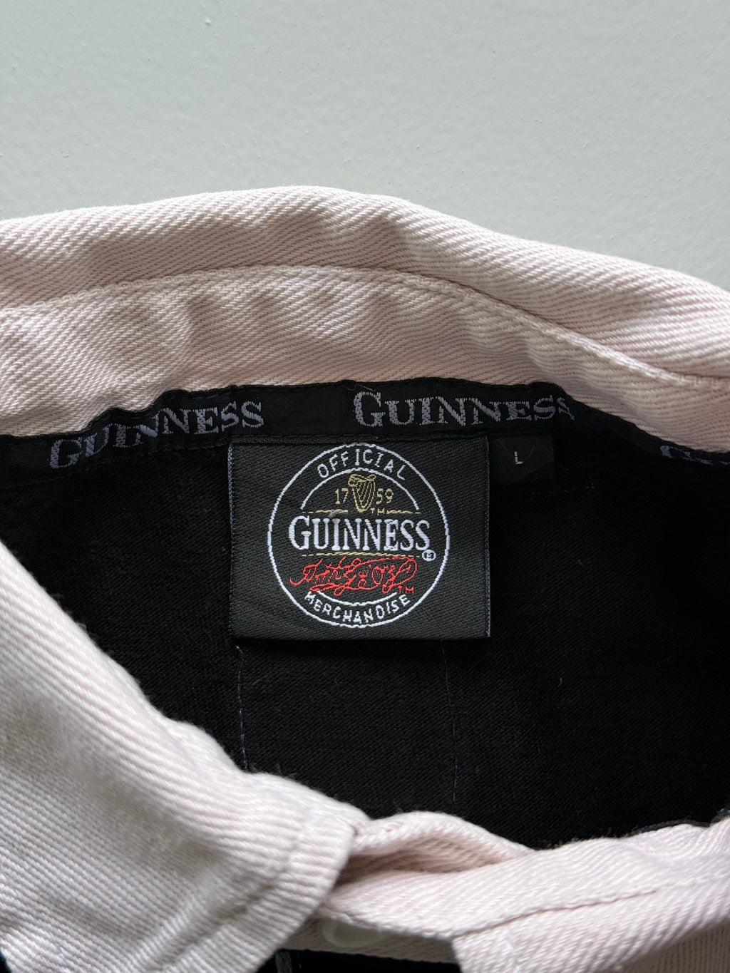Black Guinness 00'a Vintage Long Sleeve Rugby Polo Jersey - Large