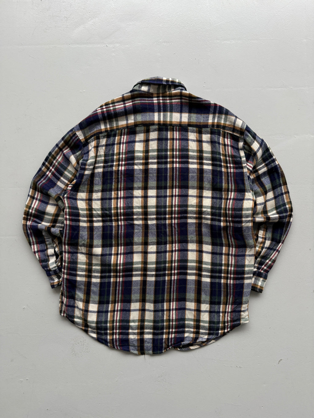 Blue Chequered 90's Vintage Western Long Sleeve Button Down Shirt - Large