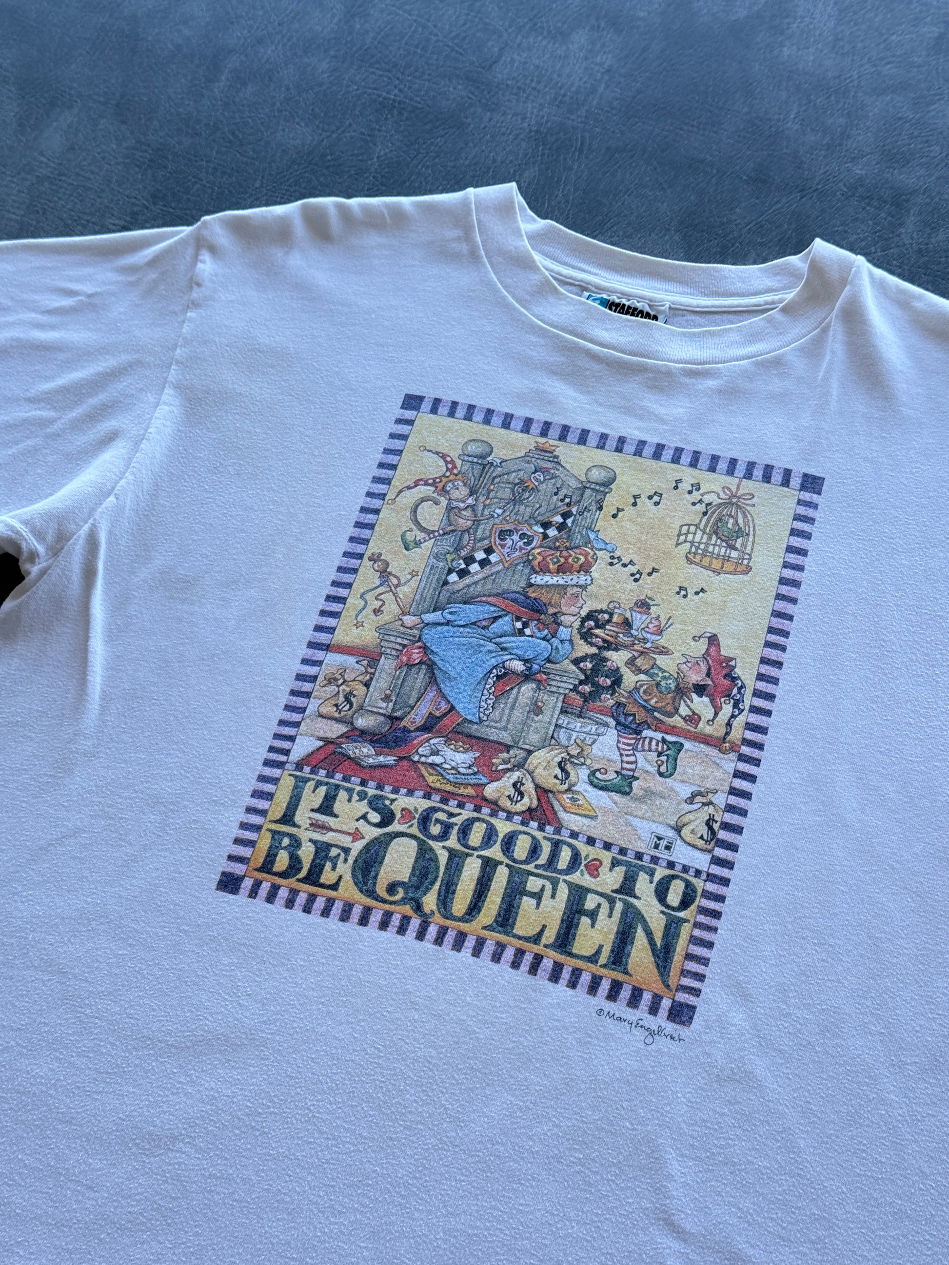 White Mary Engelbreit It's Good To Be Queen 90's Vintage Single Stitch T-Shirt -