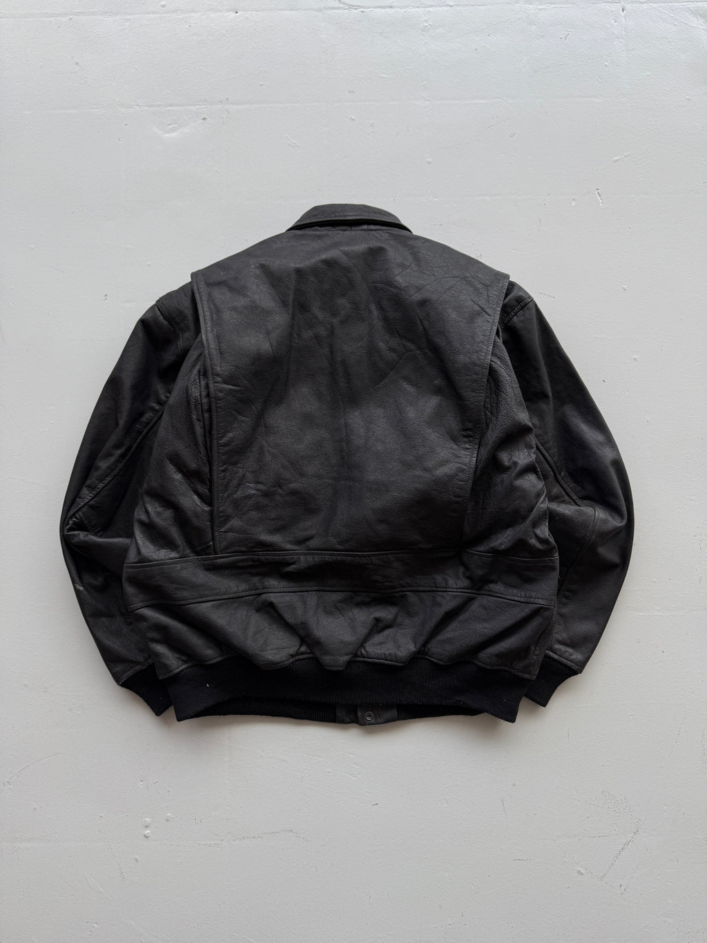 Black A2 Leather Vintage Lined Aviation Bomber Jacket 005 - XL