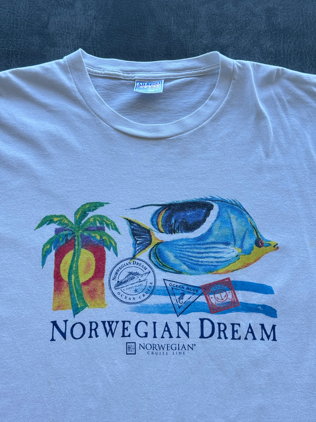 White Norwegian Cruise Line Dream 90's Vintage Graphic T-Shirt - XL