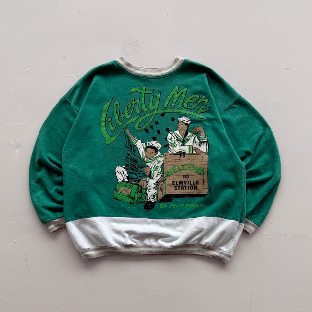 Green Liberty Men 80’s Vintage Graphic Sweatshirt - Boxy Large