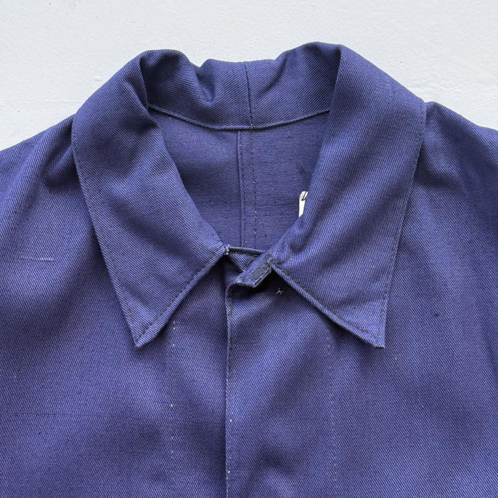 Indigo Blue WMO Made in Britain Deadstock Workwear 60's Chore Jacket Shirt - Large