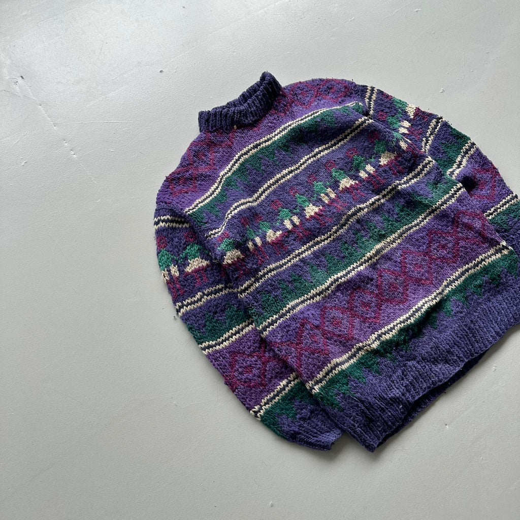 Purple Ecuadorian 80s Chunky Knit Jumper - XL