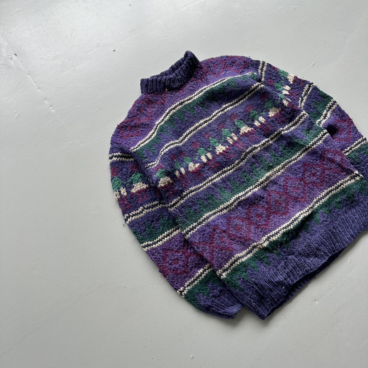 Purple Ecuadorian 80s Chunky Knit Jumper - XL